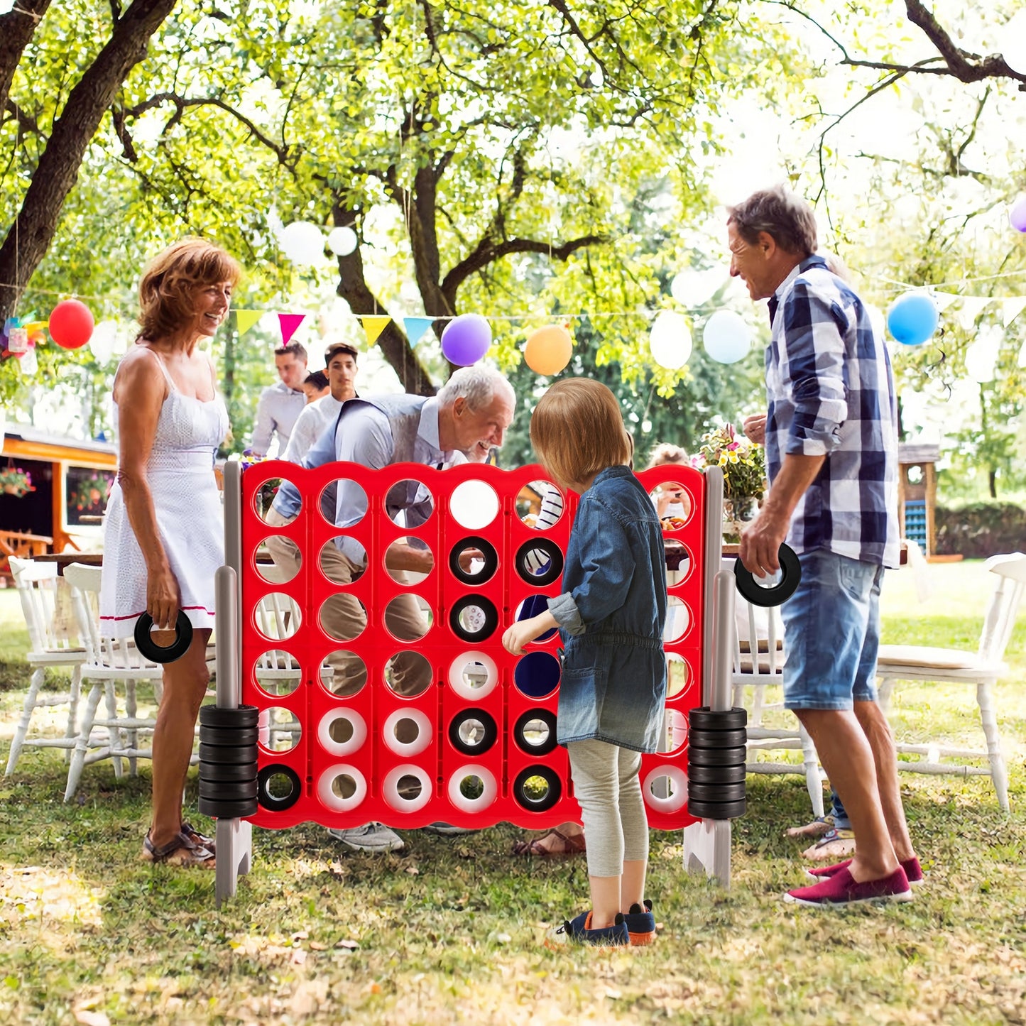 3.5 Feet Tall Jumbo 4 to Score Giant Game Set with 42 Jumbo Rings-Red Kids Crystal
