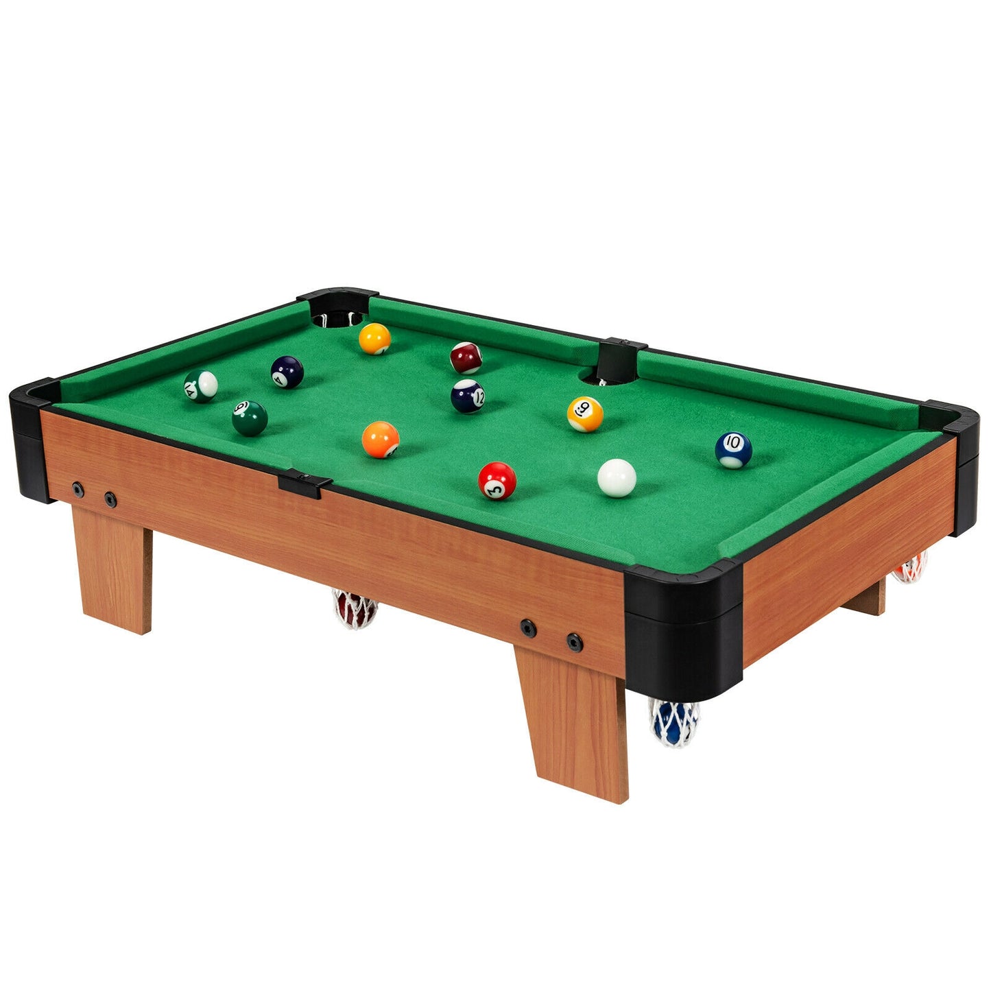 24” Mini Tabletop Pool Table Set Indoor Billiards Table with Accessories Kids Crystal