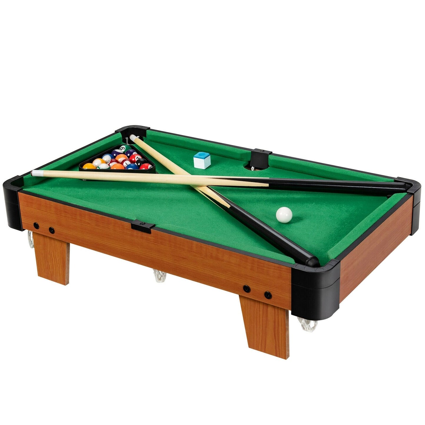 24” Mini Tabletop Pool Table Set Indoor Billiards Table with Accessories Kids Crystal