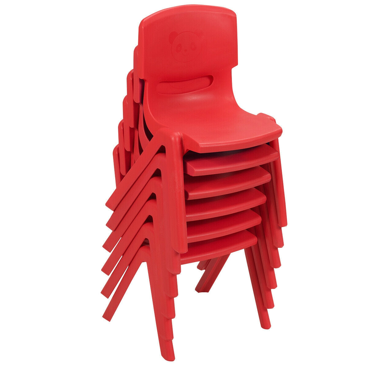 6-pack Kids Plastic Stackable Classroom Chairs-Red Kids Crystal