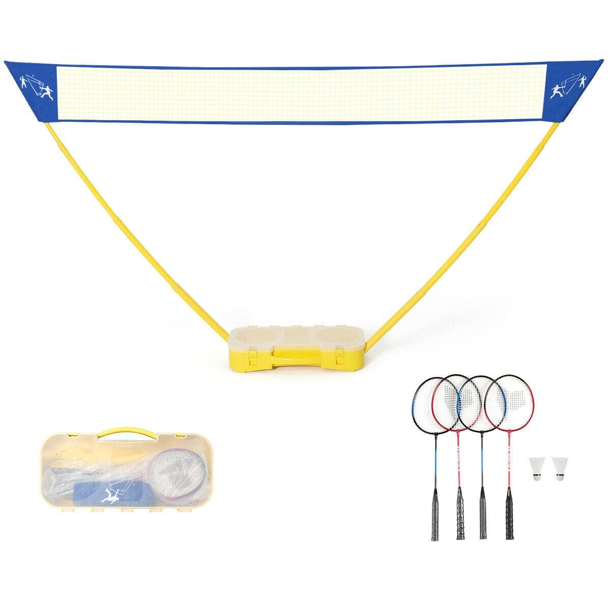 Portable Badminton Set Folding Tennis Badminton Volleyball Net Kids Crystal