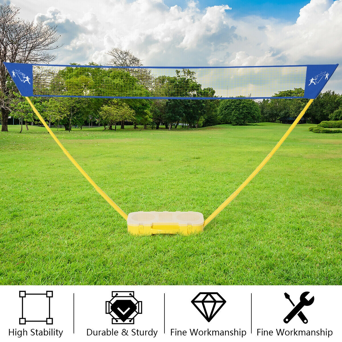Portable Badminton Set Folding Tennis Badminton Volleyball Net Kids Crystal