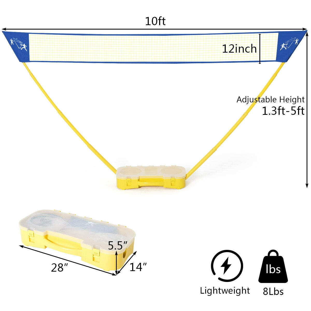 Portable Badminton Set Folding Tennis Badminton Volleyball Net Kids Crystal