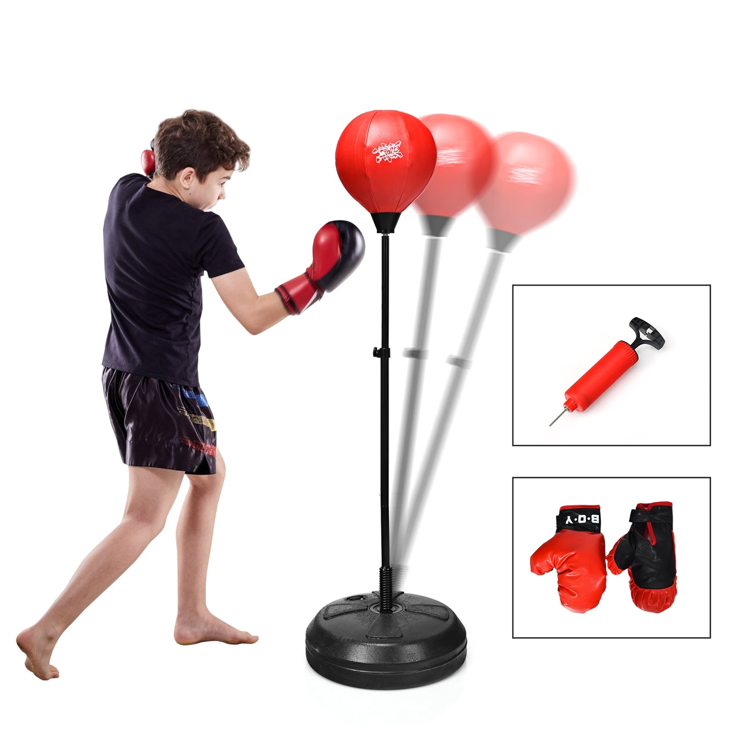 Adjustable Height Punching Bag with Stand Plus Boxing Gloves for Both Adults and Kids Kids Crystal