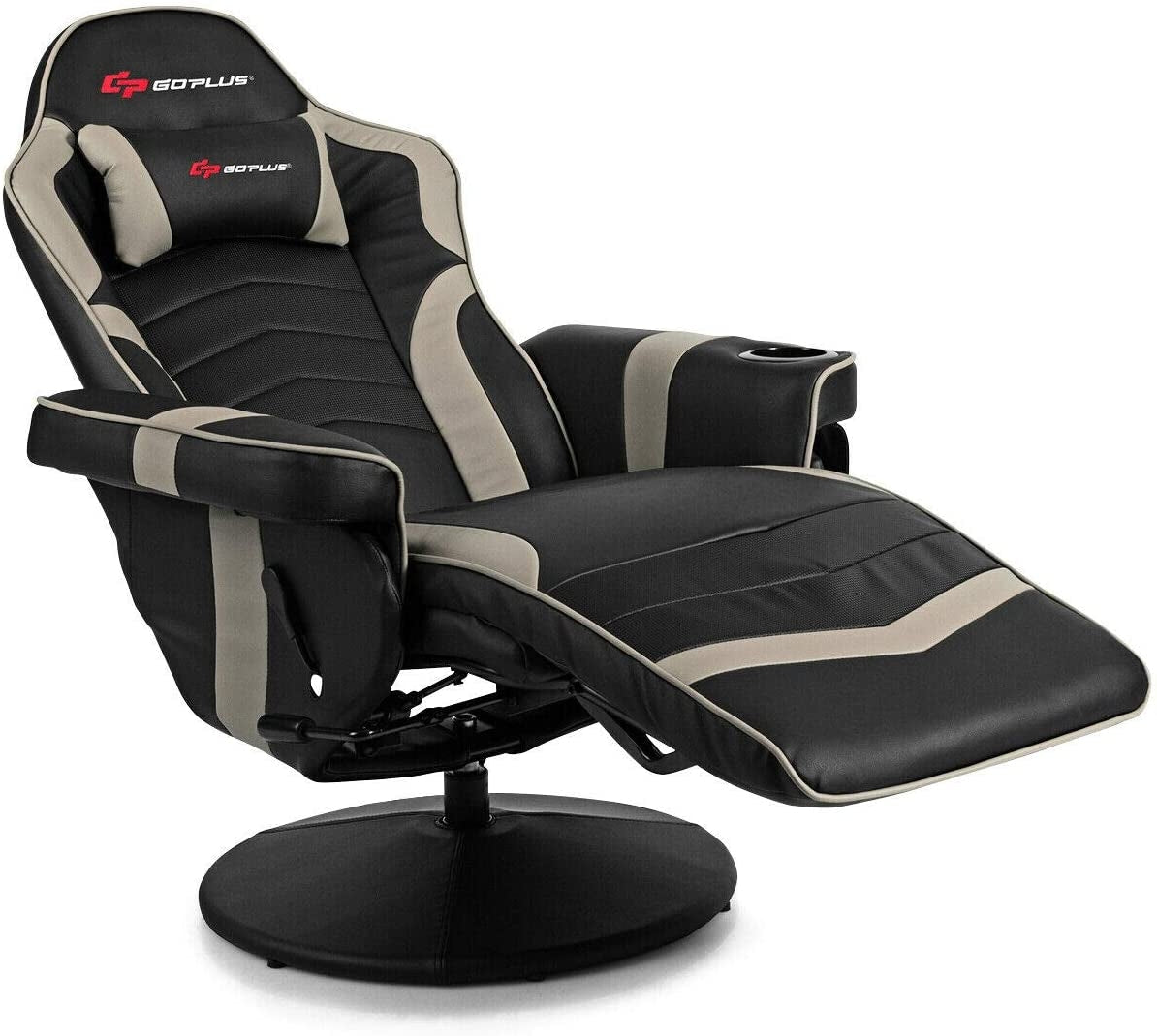 Ergonomic High Back Massage Gaming Chair with Pillow-Gray Kids Crystal