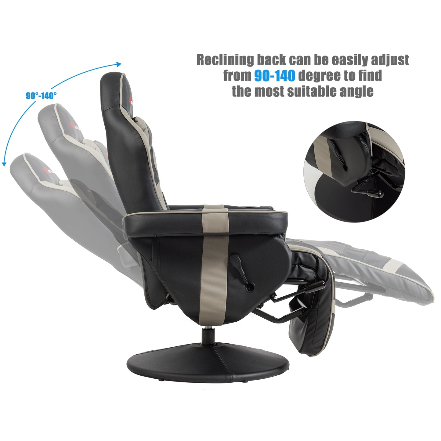 Ergonomic High Back Massage Gaming Chair with Pillow-Gray Kids Crystal