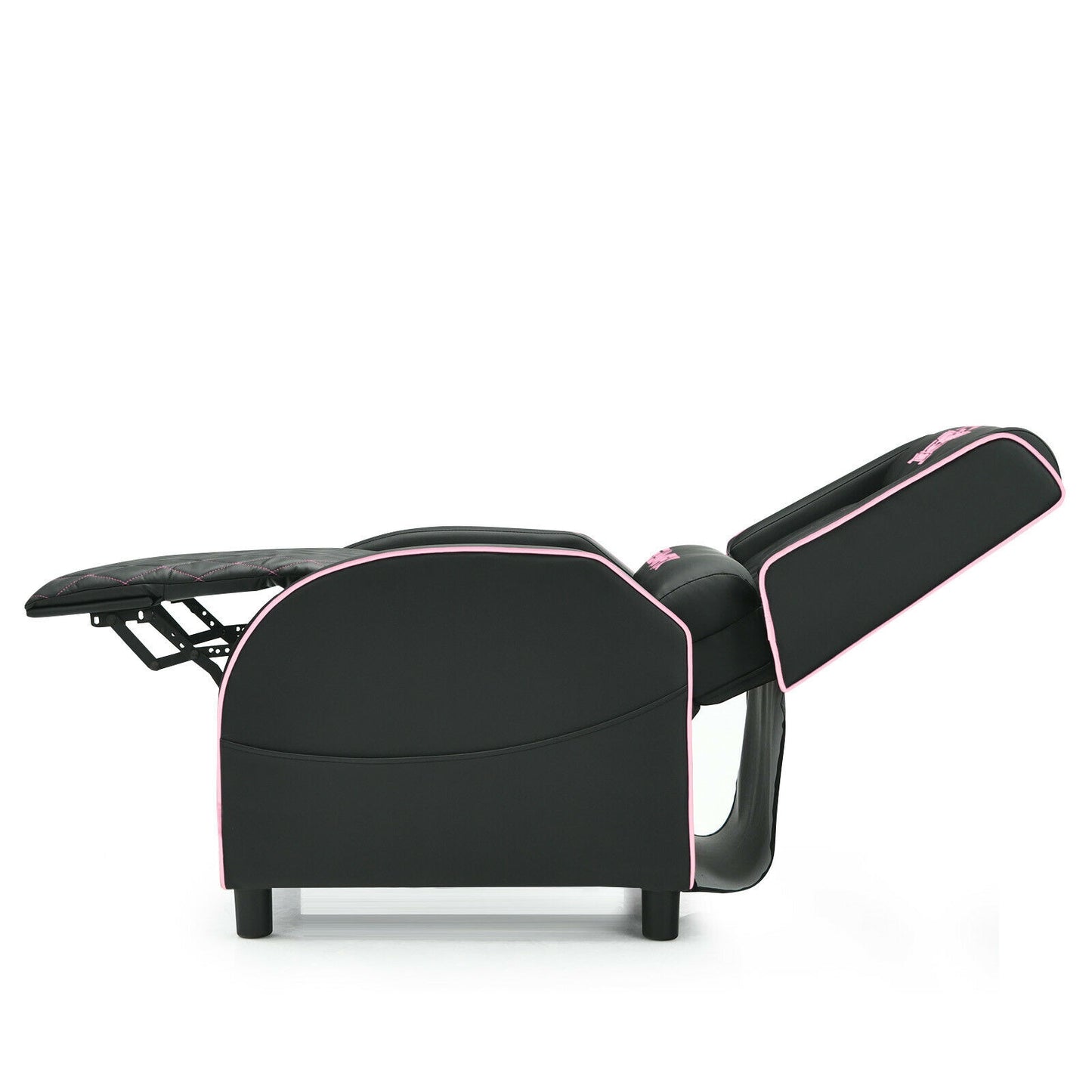 Massage Gaming Recliner Chair with Headrest and Adjustable Backrest for Home Theater-Pink Kids Crystal