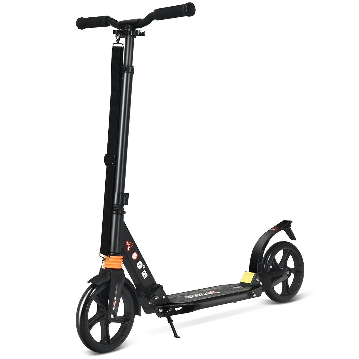 Folding Aluminium Adjustable Kick Scooter with Shoulder Strap-Black Kids Crystal
