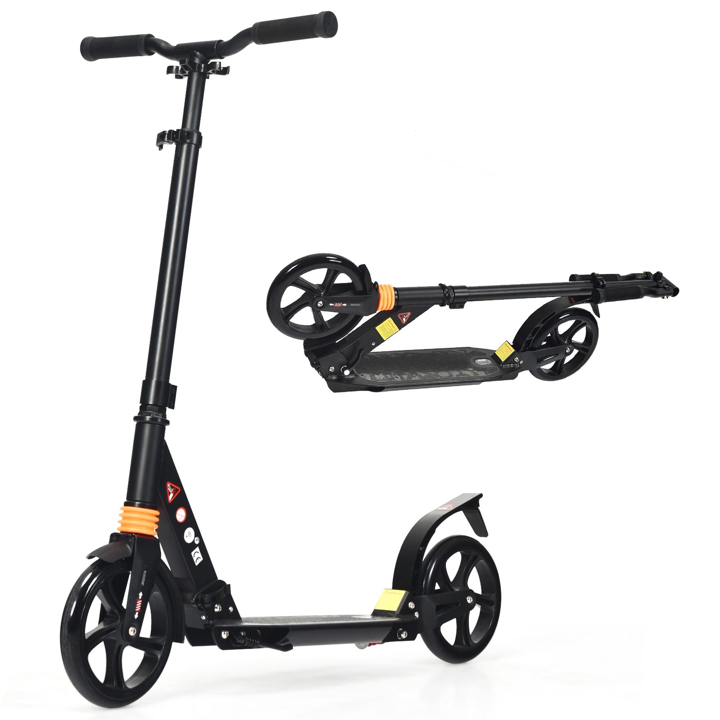Folding Aluminium Adjustable Kick Scooter with Shoulder Strap-Black Kids Crystal