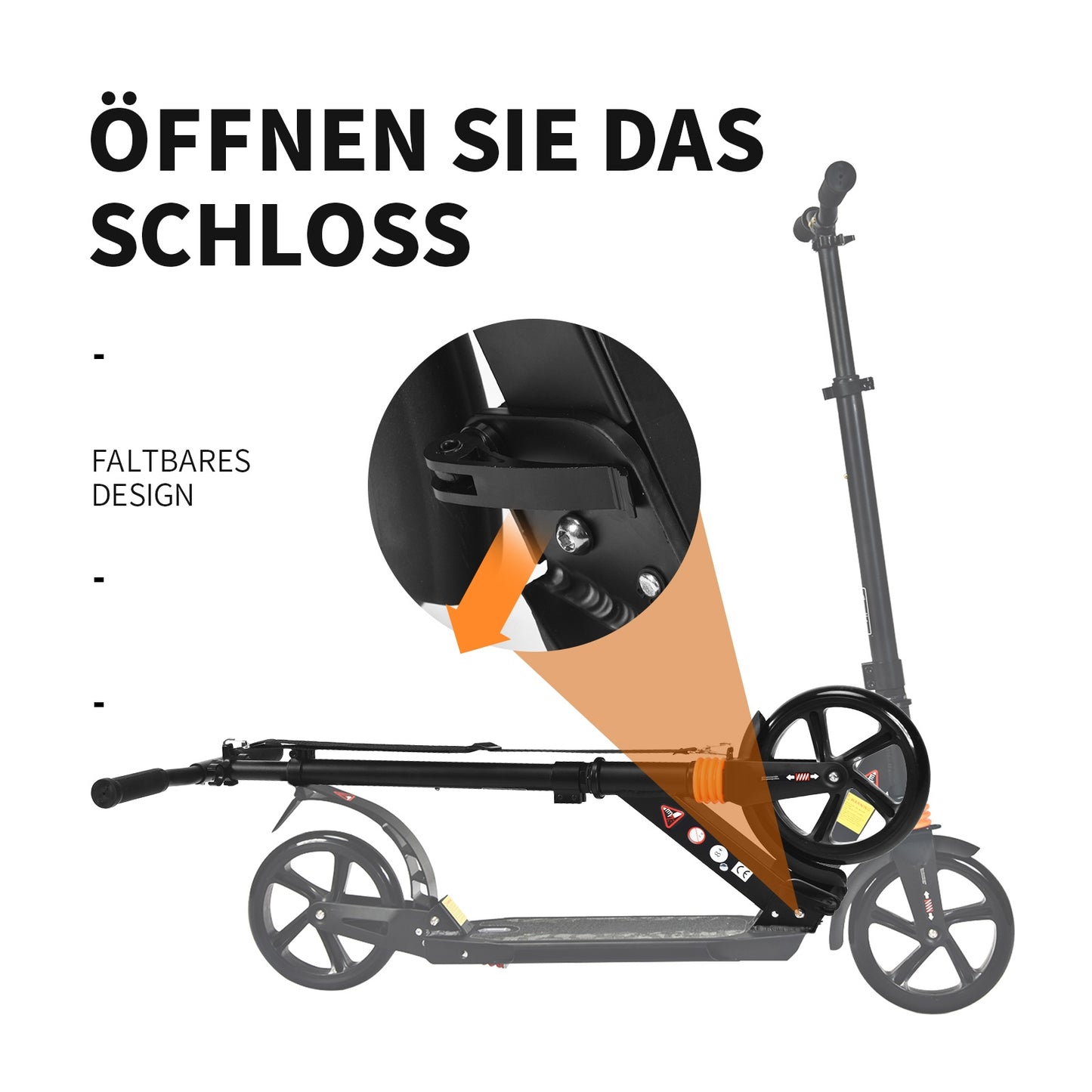 Folding Aluminium Adjustable Kick Scooter with Shoulder Strap-Black Kids Crystal