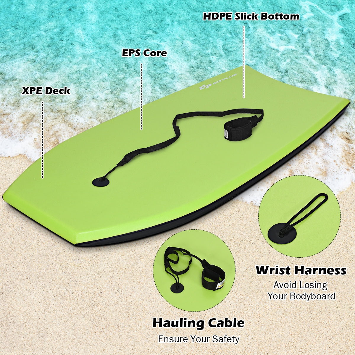 Super Surfing Lightweight Bodyboard with Leash-M Kids Crystal