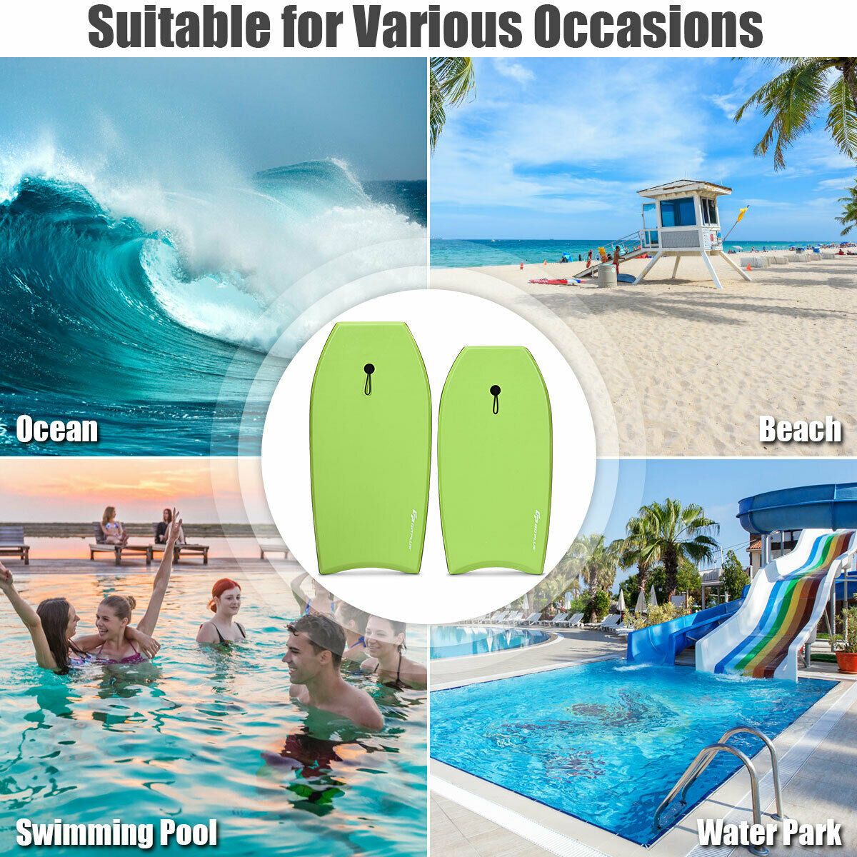 Super Surfing Lightweight Bodyboard with Leash-M Kids Crystal