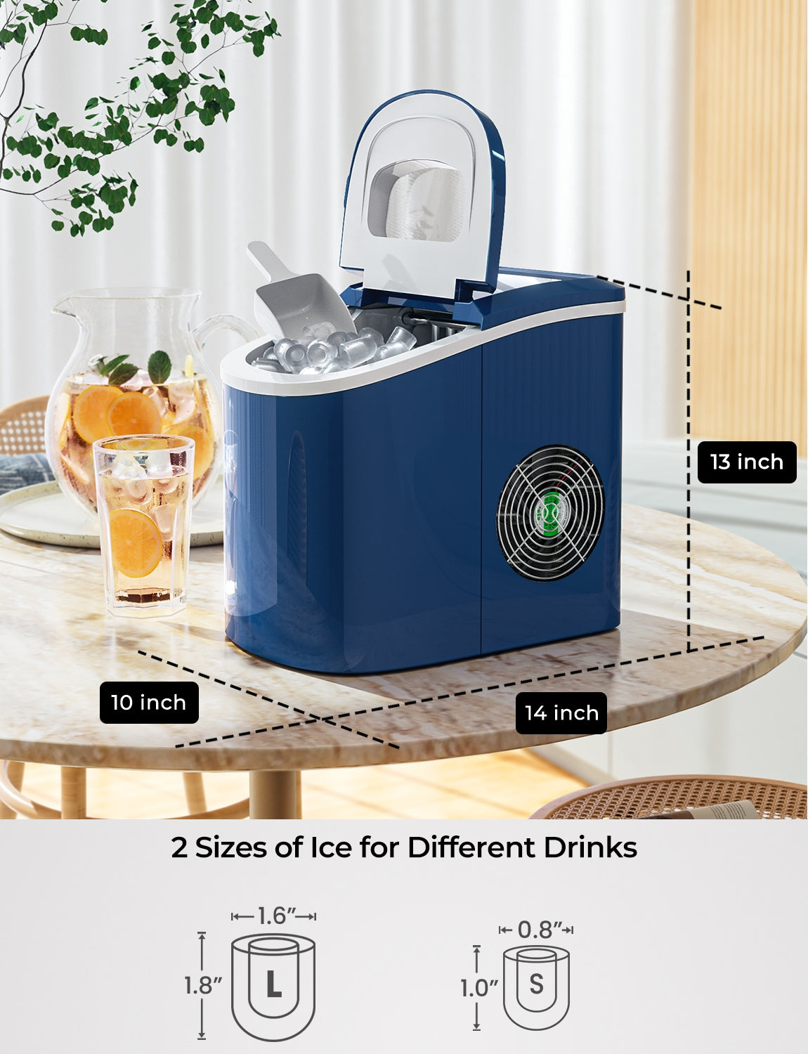 Mini Portable Compact Electric Ice Maker Machine-Navy Kids Crystal
