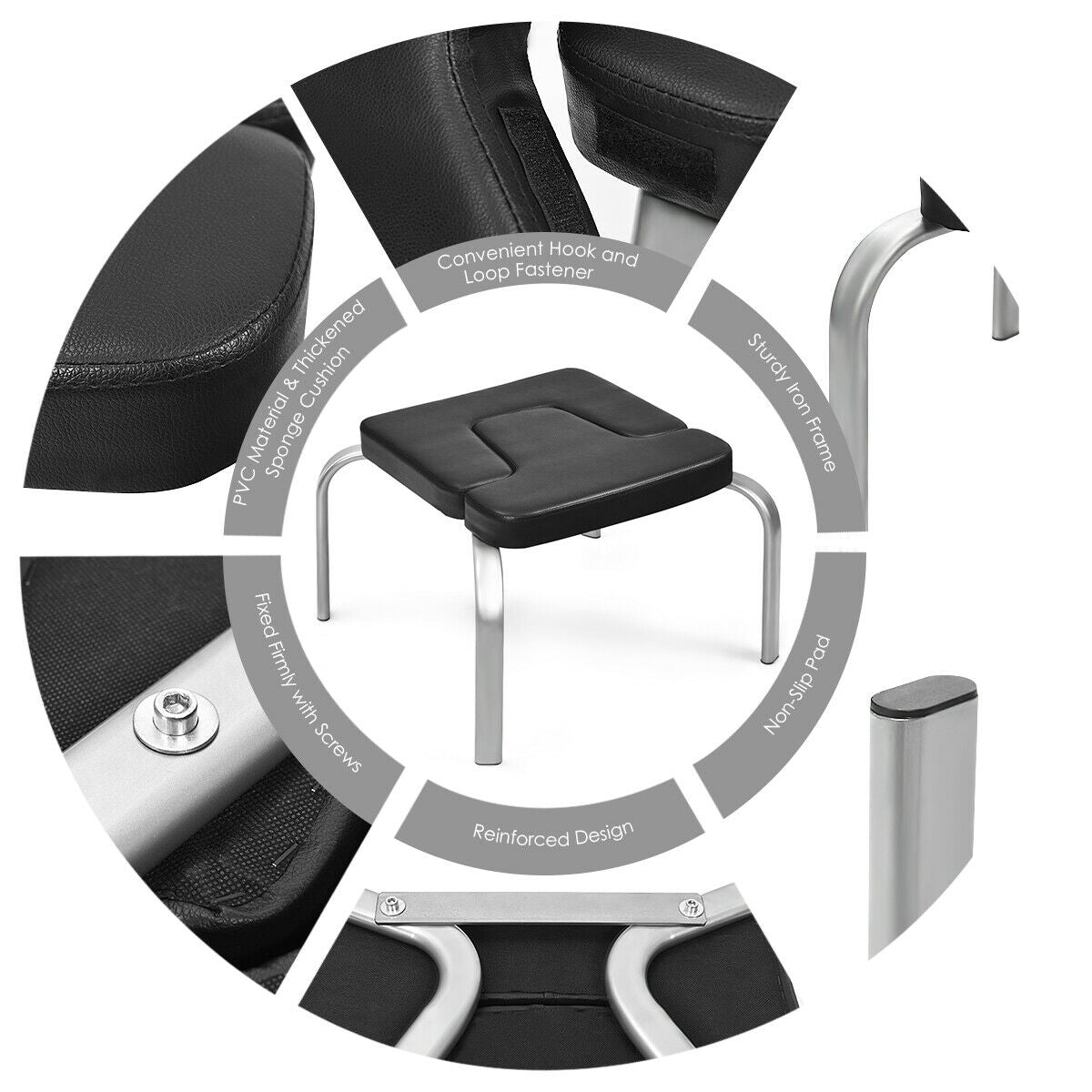 Yoga Iron Headstand Bench with PVC Pads for Family Gym-Black Kids Crystal