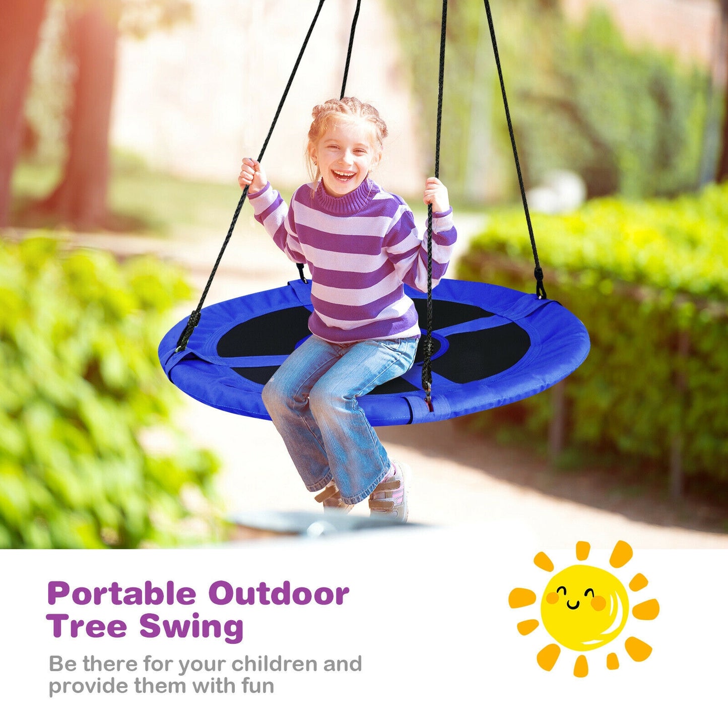 40 Inch 770 lbs Flying Saucer Tree Swing Kids Gift with 2 Tree Hanging Straps-Blue Kids Crystal