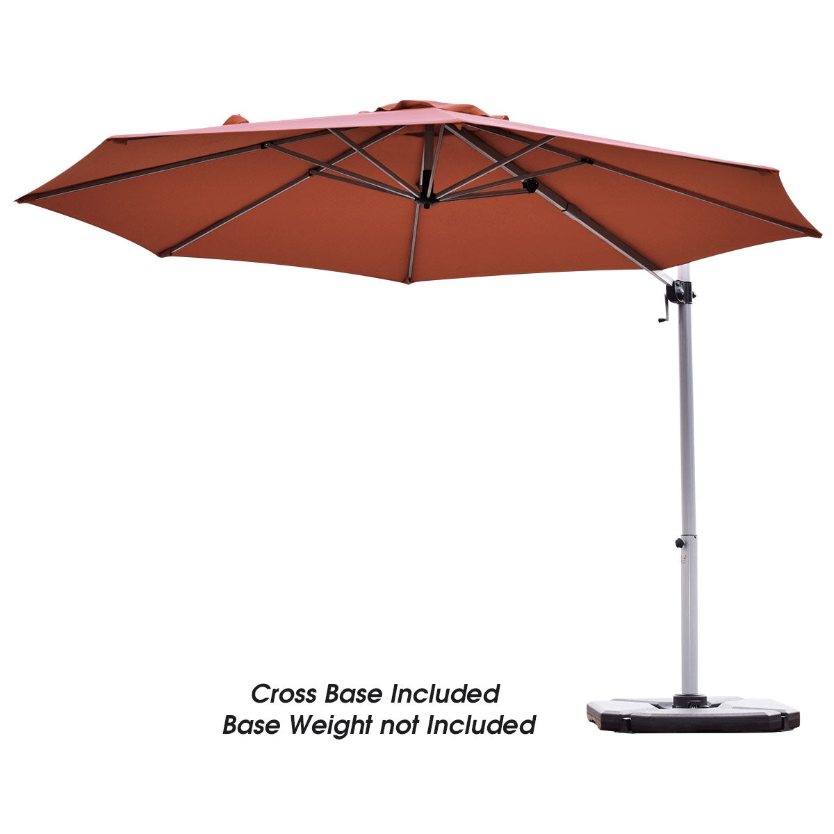 11 Feet Patio Offset Cantilever Umbrella 360° Rotation Aluminum Tilt-Brick Red Kids Crystal