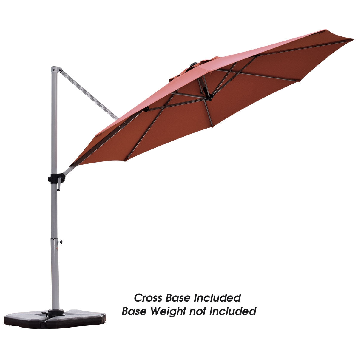 11 Feet Patio Offset Cantilever Umbrella 360° Rotation Aluminum Tilt-Brick Red Kids Crystal