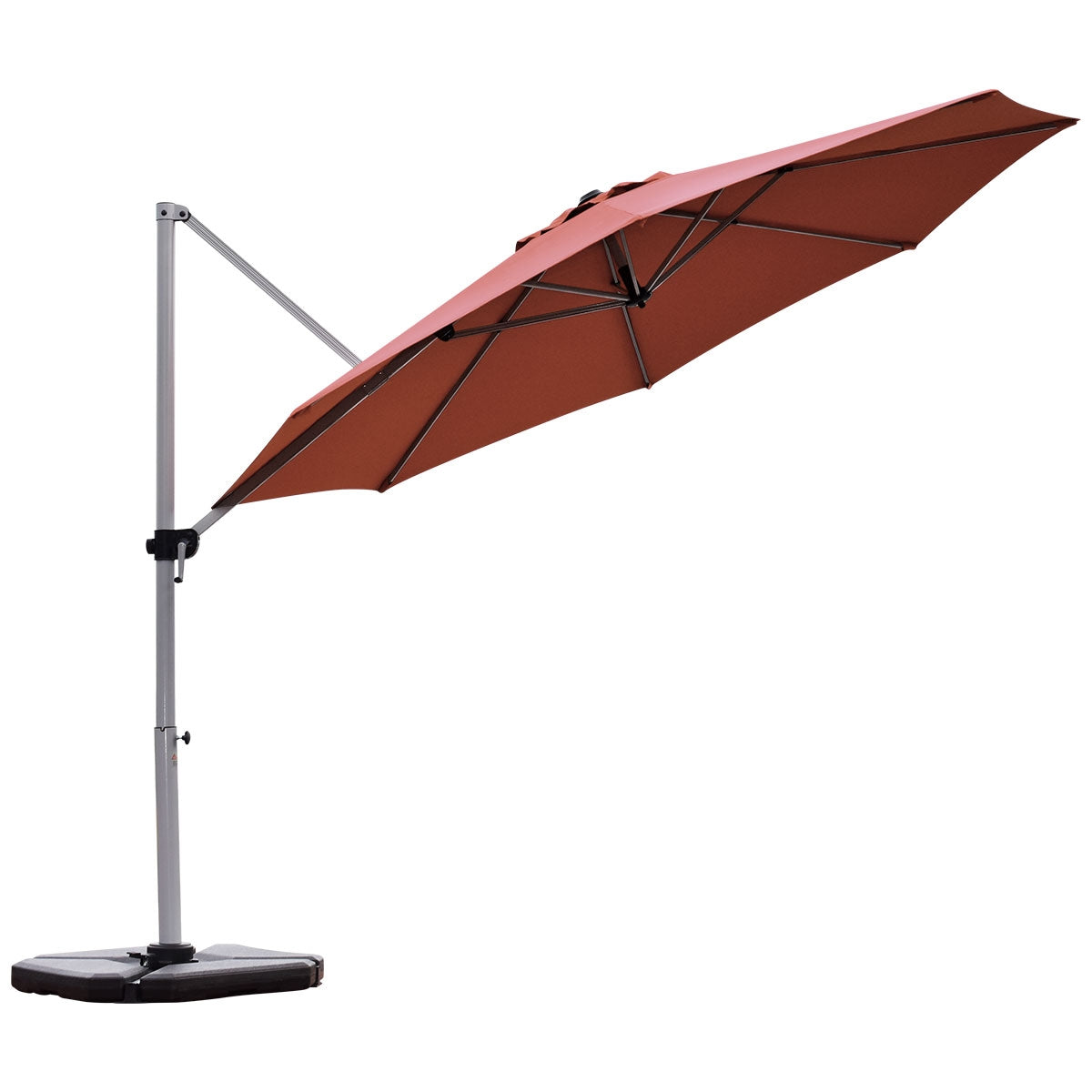 11 Feet Patio Offset Cantilever Umbrella 360° Rotation Aluminum Tilt-Brick Red Kids Crystal