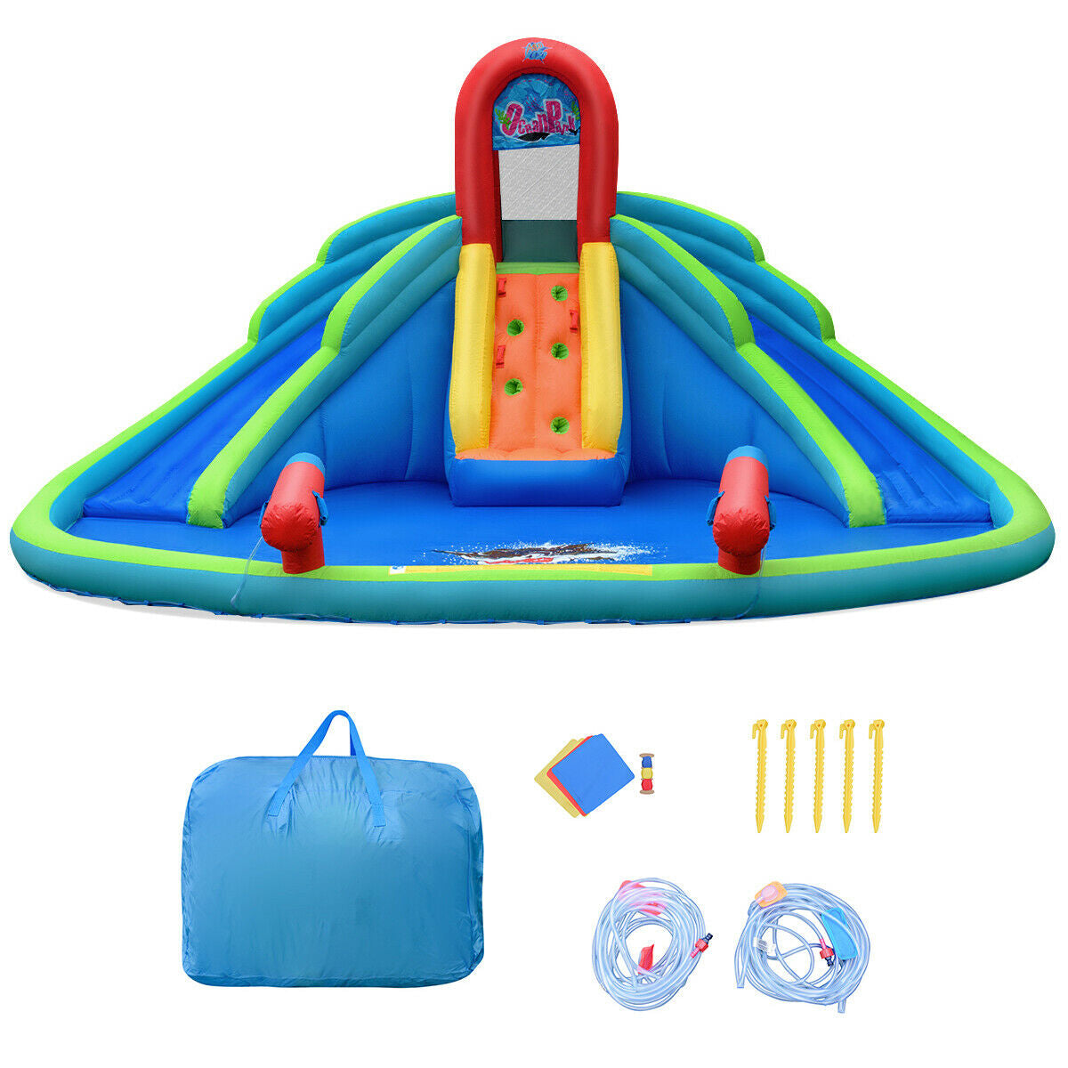 Kids Inflatable Water Slide Bounce House with Carrying Bag Without Blower Kids Crystal