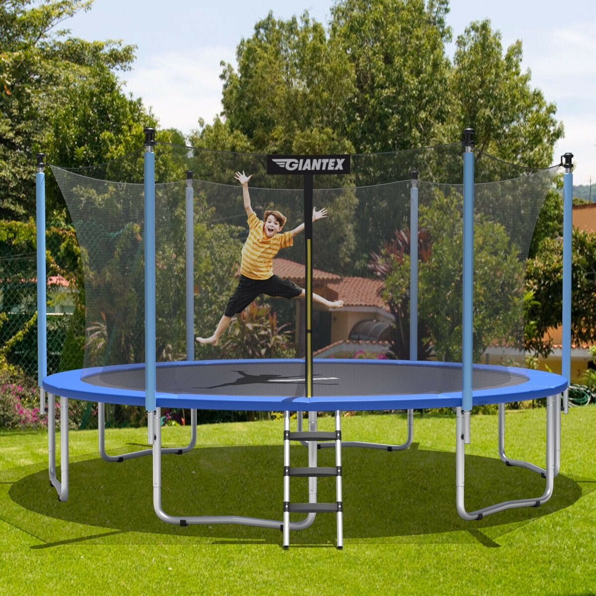 12 Feet Trampoline Combo with Spring Pad Ladder Kids Crystal