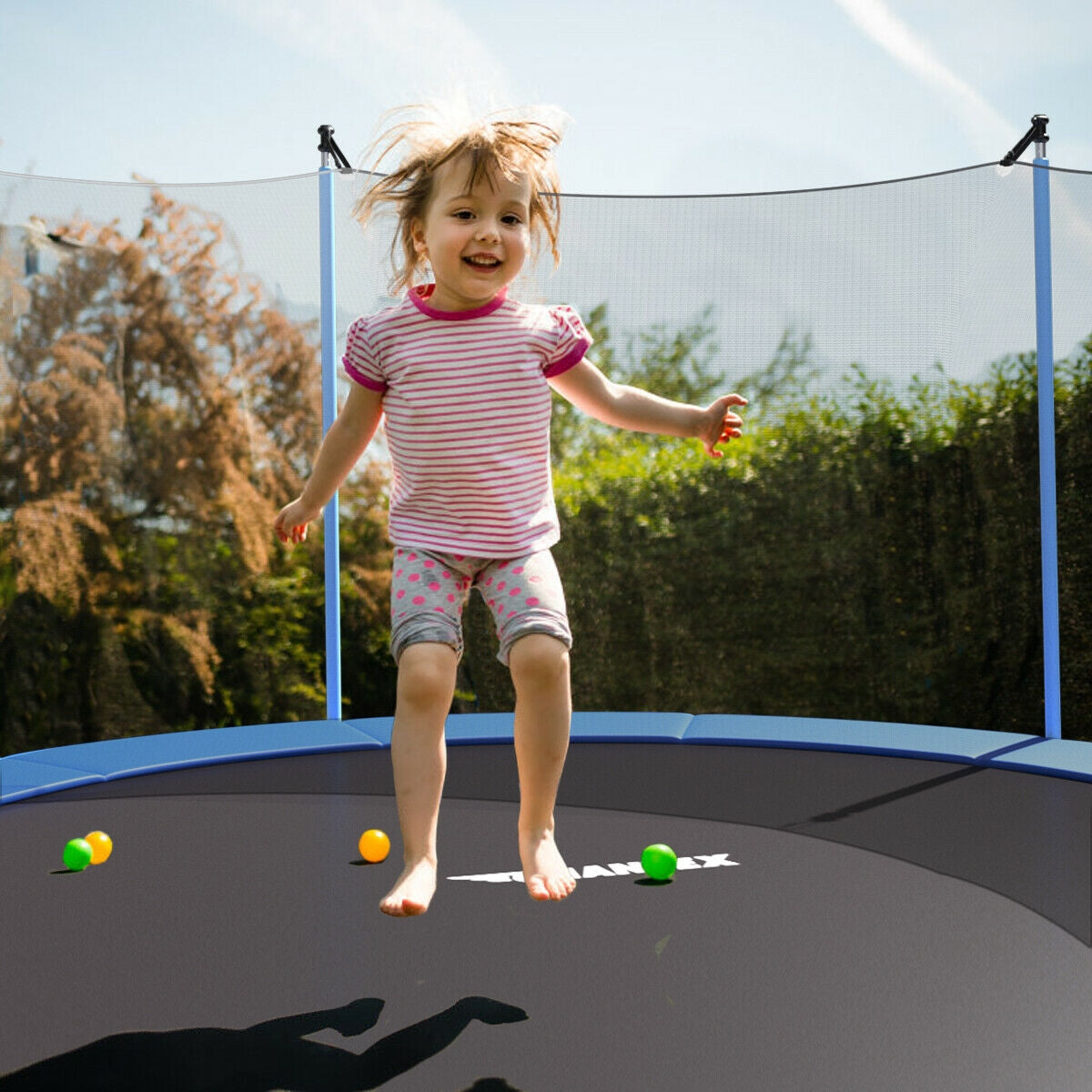 12 Feet Trampoline Combo with Spring Pad Ladder Kids Crystal
