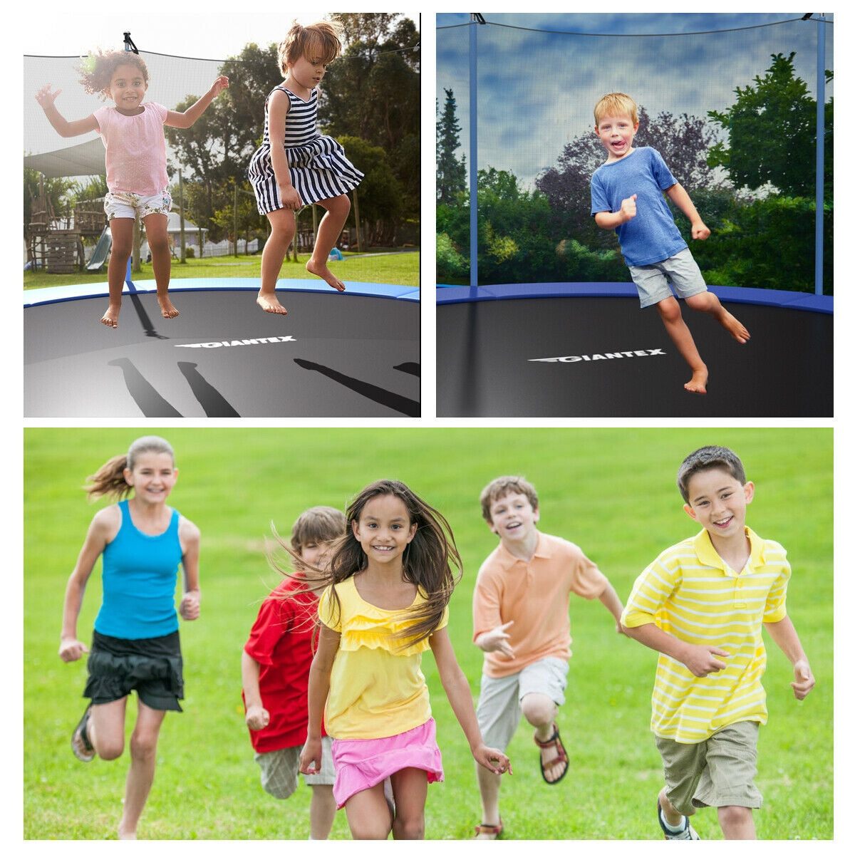 12 Feet Trampoline Combo with Spring Pad Ladder Kids Crystal