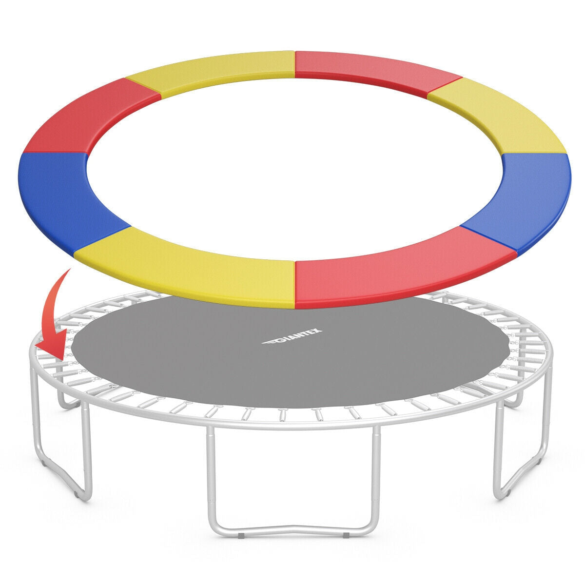10Ft Waterproof Safety Trampoline Bounce Frame Spring Cover Outdoor/Indoor-Multicolor Kids Crystal