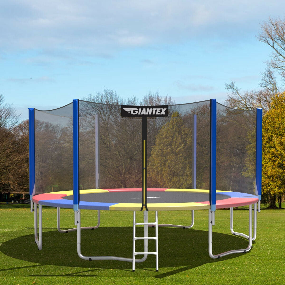 10Ft Waterproof Safety Trampoline Bounce Frame Spring Cover Outdoor/Indoor-Multicolor Kids Crystal