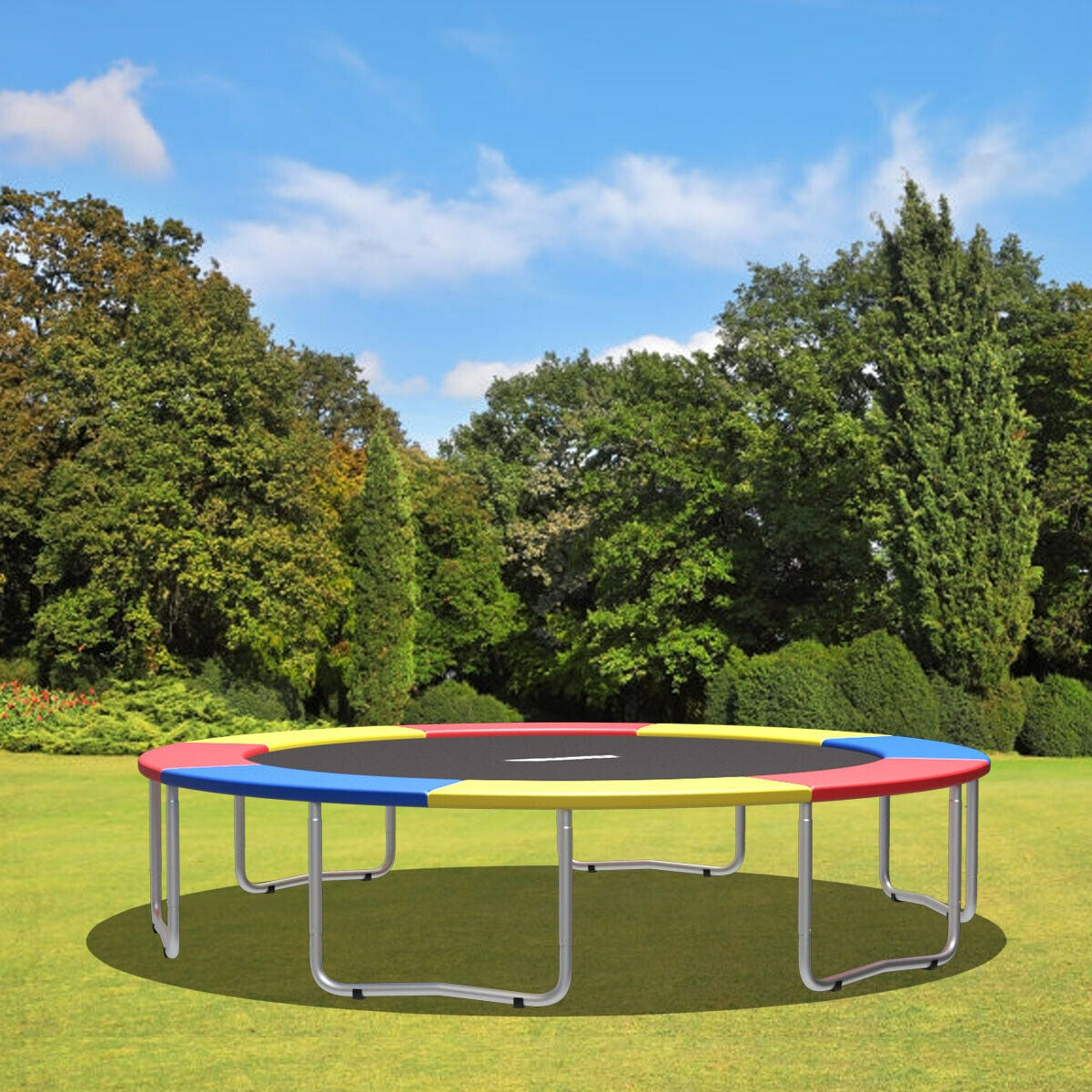 10Ft Waterproof Safety Trampoline Bounce Frame Spring Cover Outdoor/Indoor-Multicolor Kids Crystal