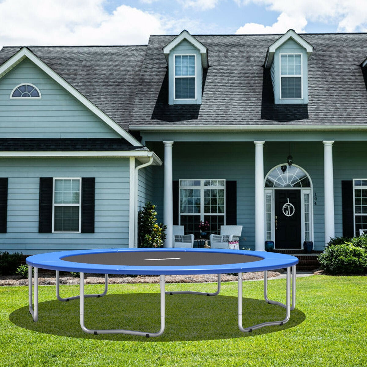 10Ft Waterproof Safety Trampoline Bounce Frame Spring Cover Outdoor/Indoor-Navy Kids Crystal