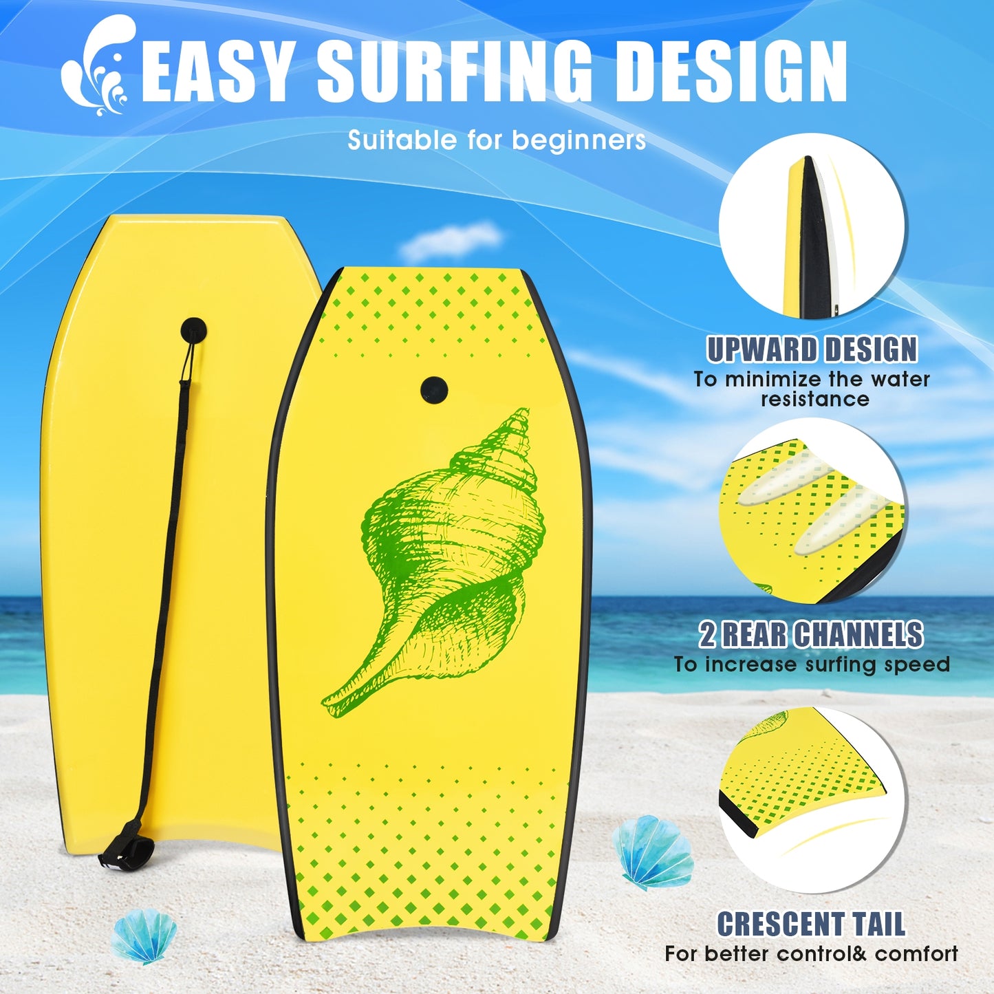 Super Lightweight Surfing Bodyboard-L Kids Crystal