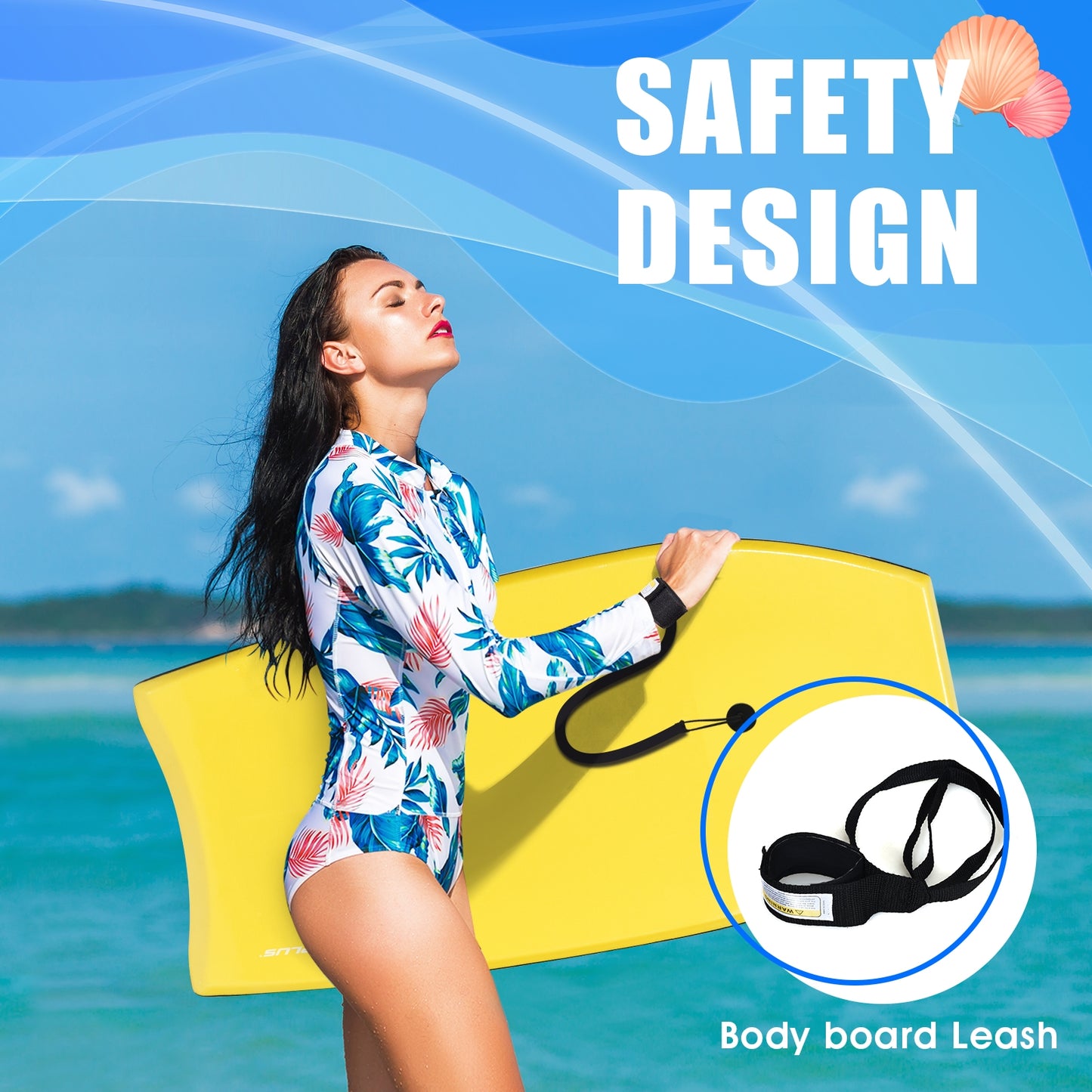 Super Lightweight Surfing Bodyboard-L Kids Crystal