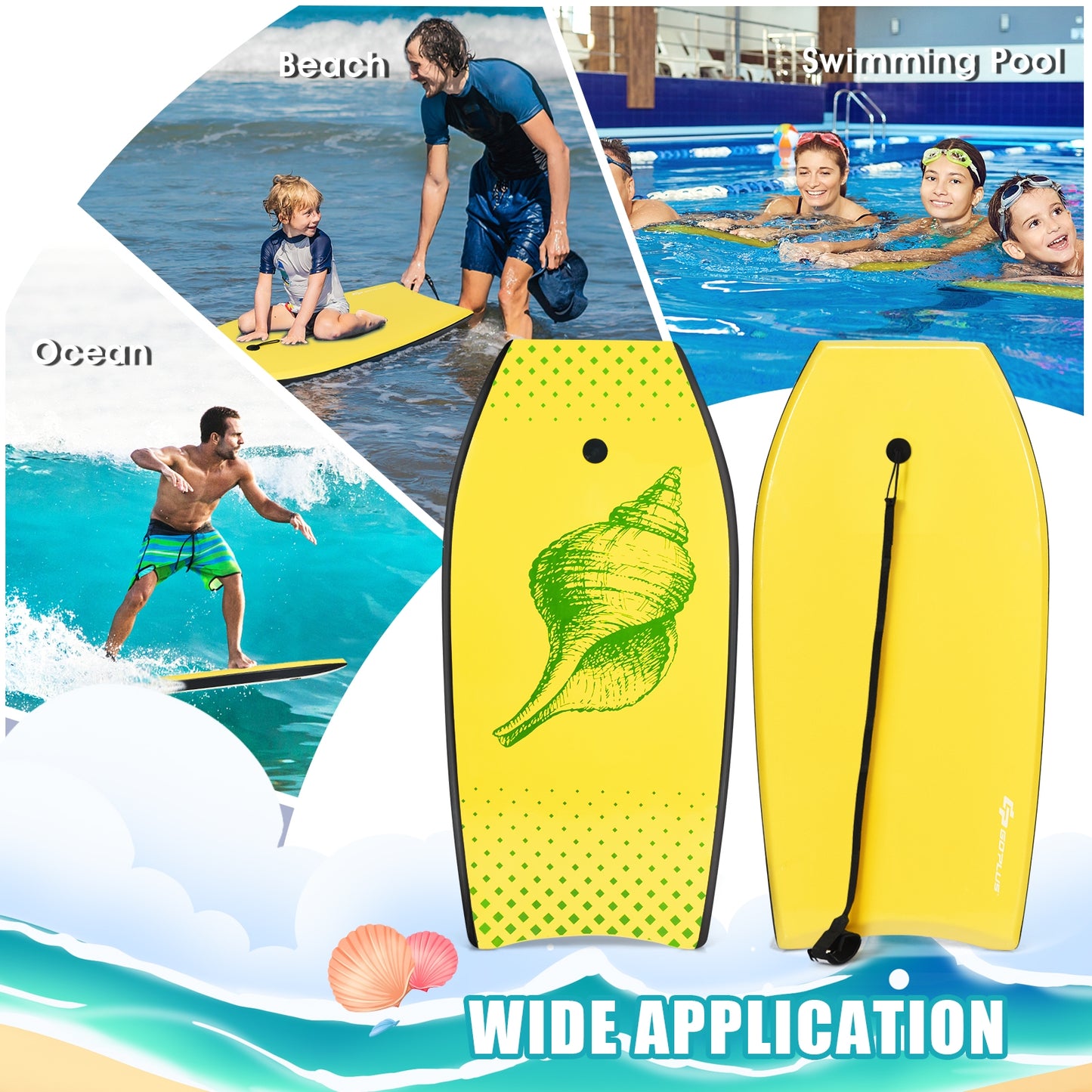 Super Lightweight Surfing Bodyboard-L Kids Crystal