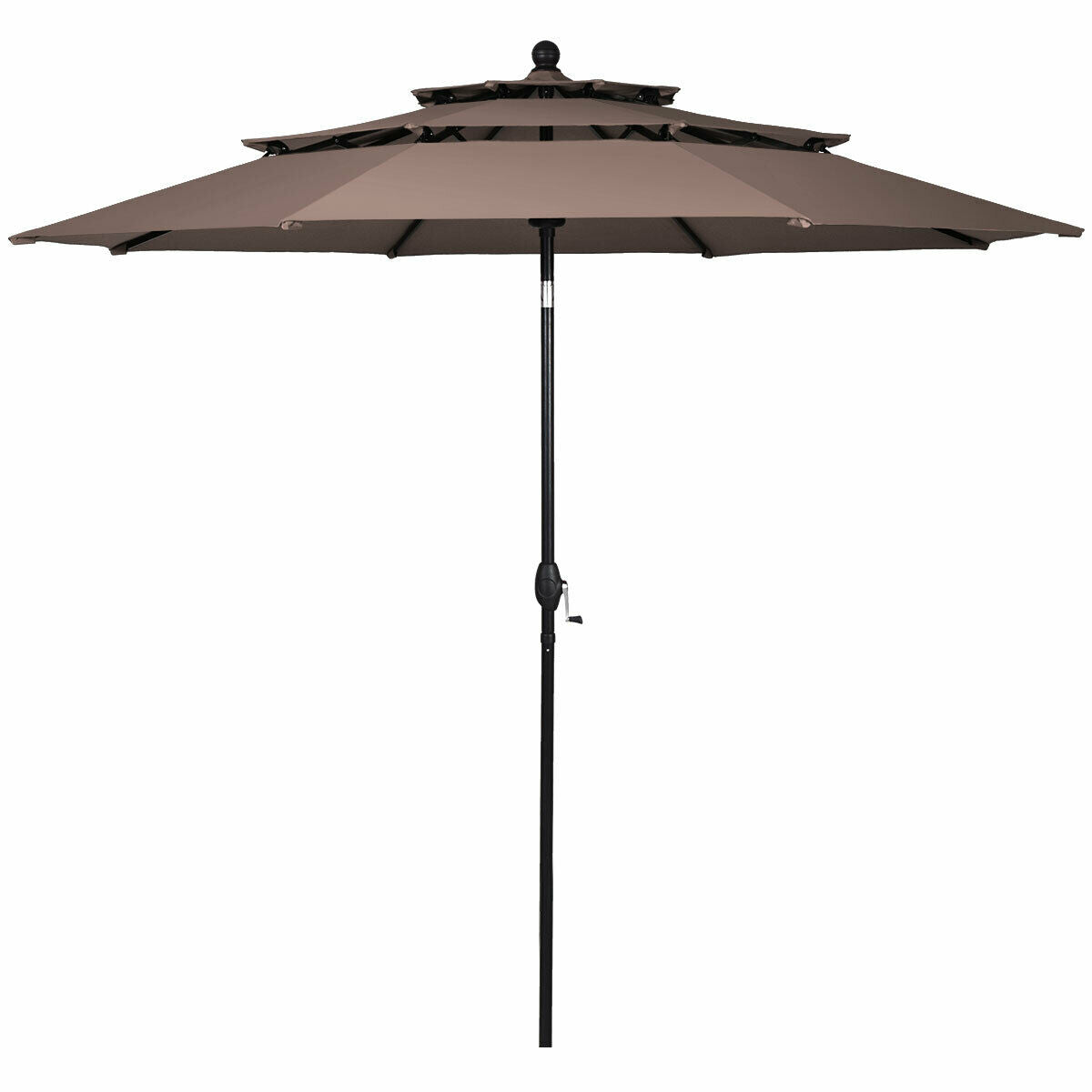 10ft 3 Tier Outdoor Patio Umbrella with Double Vented-Tan Kids Crystal