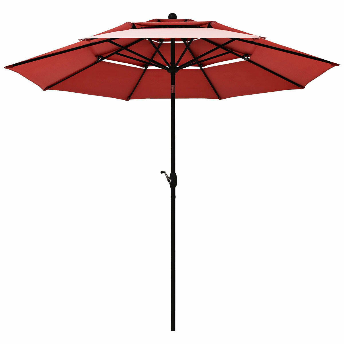 10ft 3 Tier Outdoor Patio Umbrella with Double Vented-Burgundy Kids Crystal