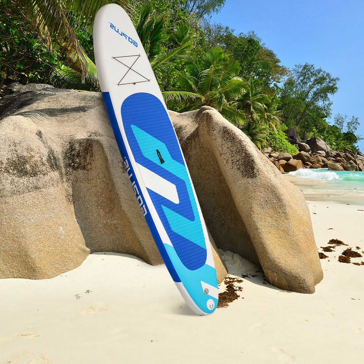 10 Feet Inflatable Stand Up Paddle Board 6 inch Thick with Backpack Leash Aluminum Paddle Kids Crystal