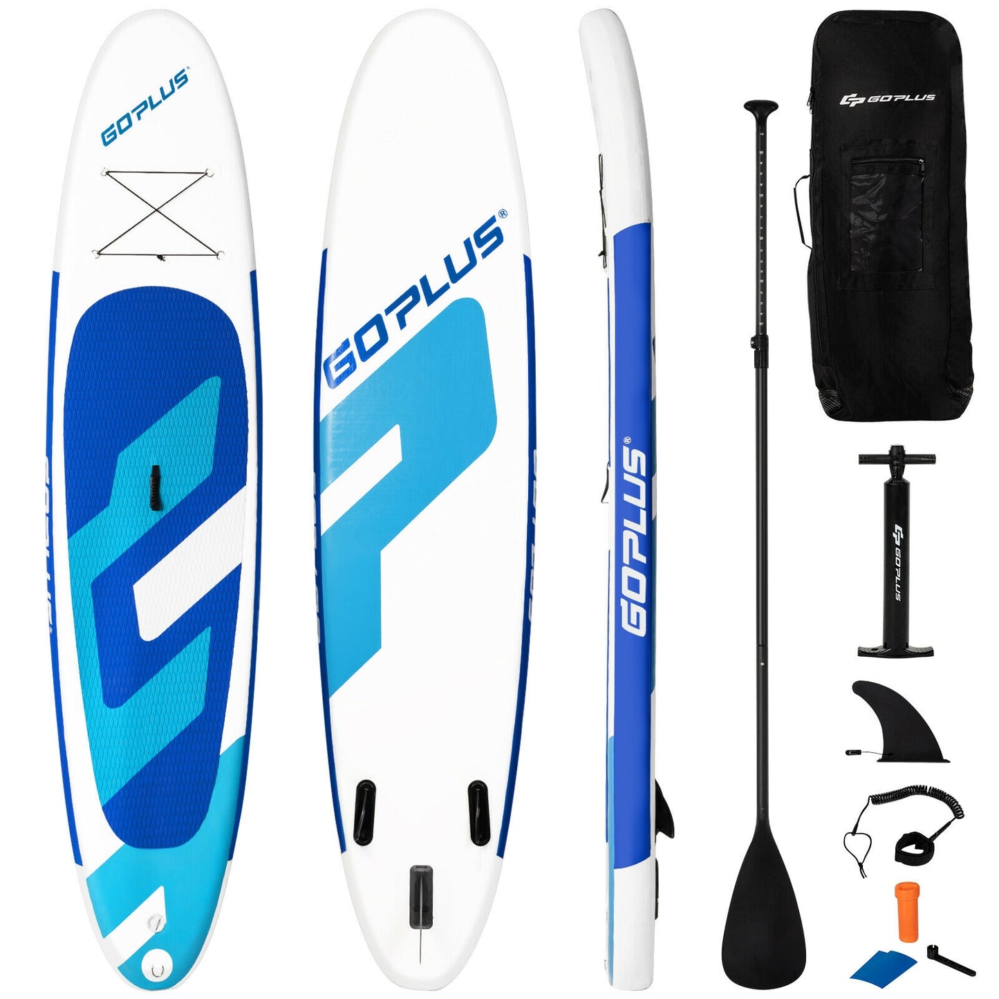 10 Feet Inflatable Stand Up Paddle Board 6 inch Thick with Backpack Leash Aluminum Paddle Kids Crystal
