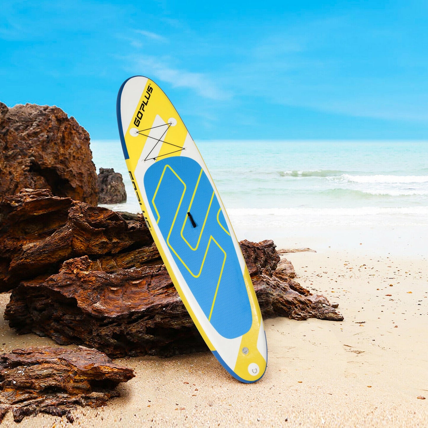 10 Feet Inflatable Stand Up Paddle Board with Backpack Leash and Aluminum Paddle Kids Crystal