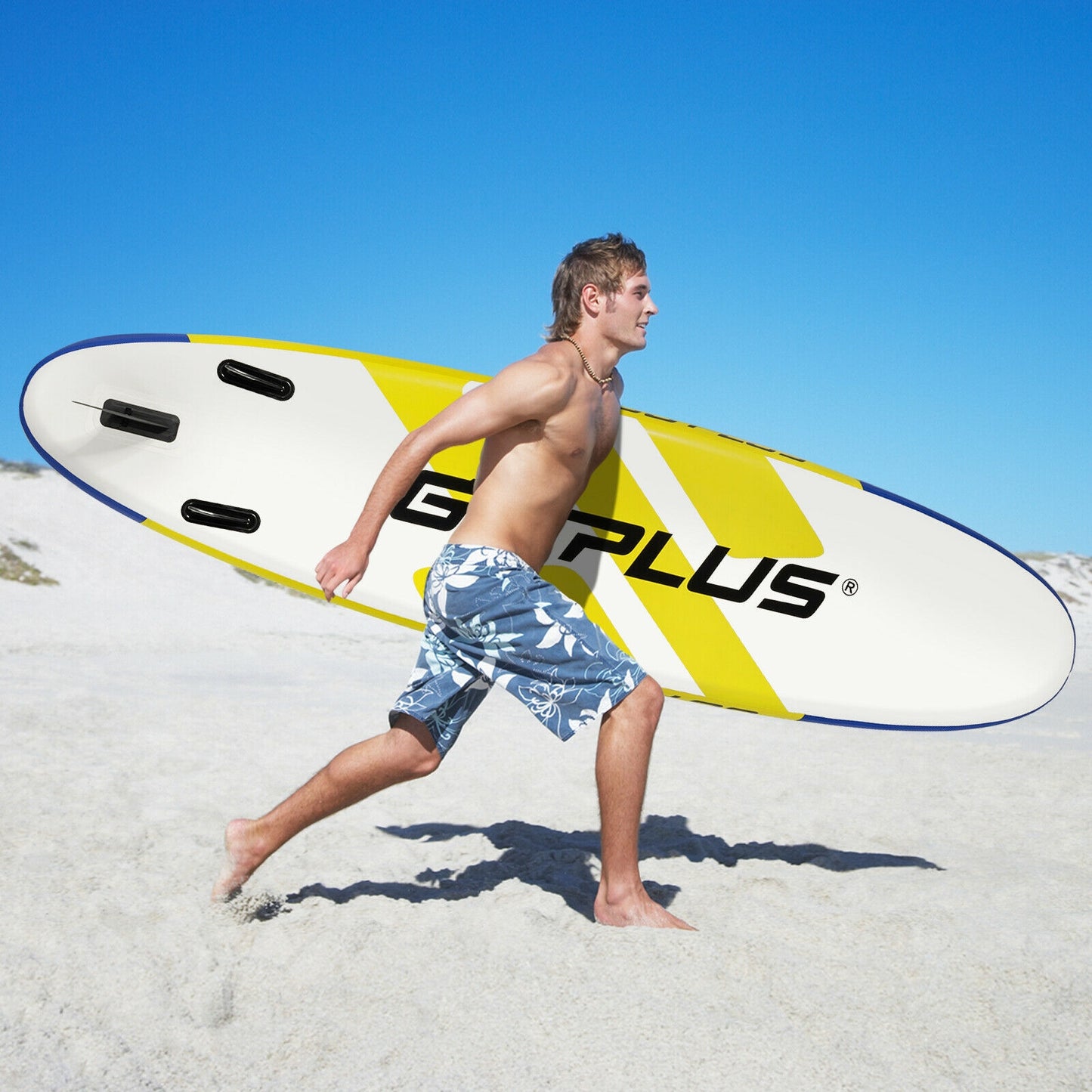 10 Feet Inflatable Stand Up Paddle Board with Backpack Leash and Aluminum Paddle Kids Crystal