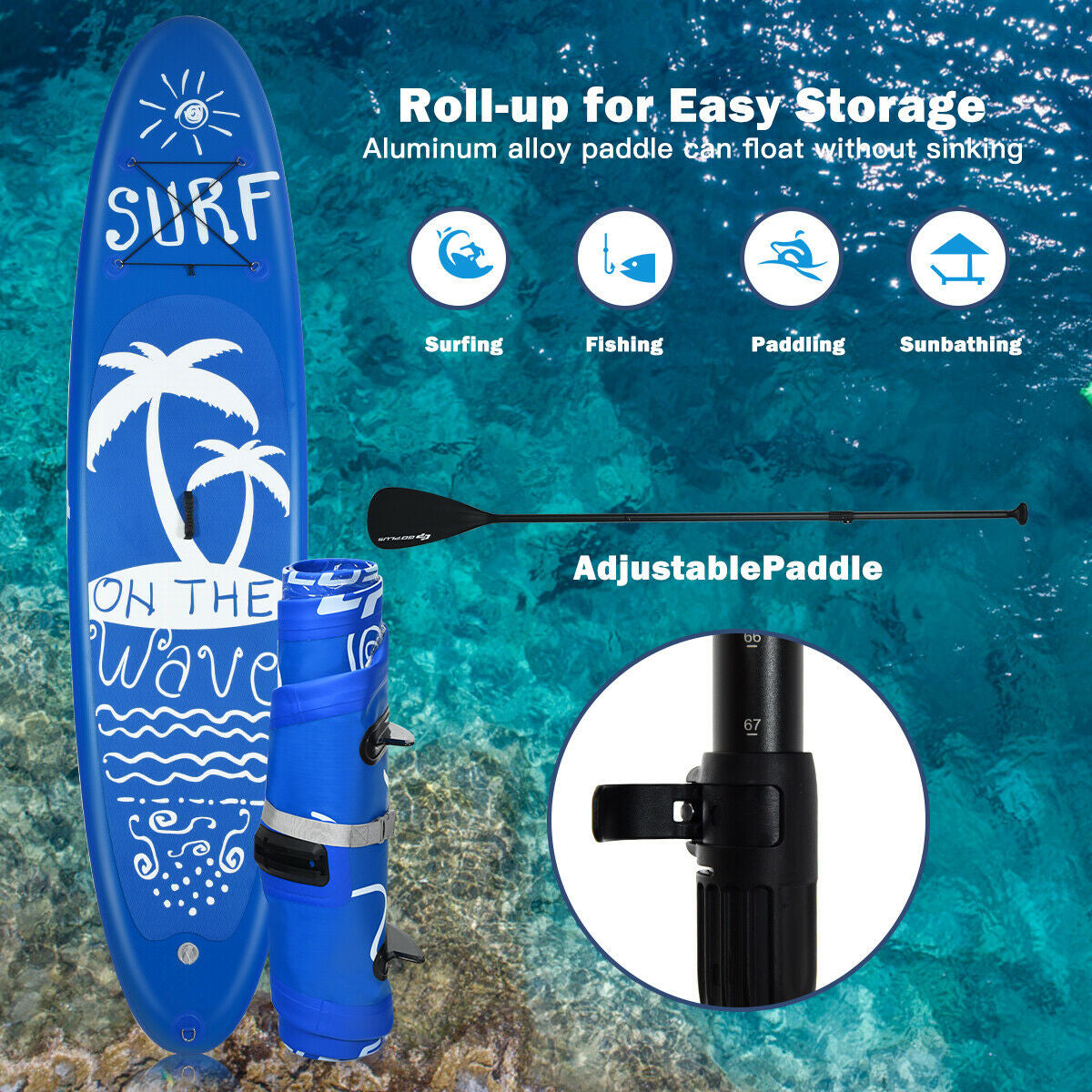 Inflatable & Adjustable Stand Up Paddle Board-M Kids Crystal