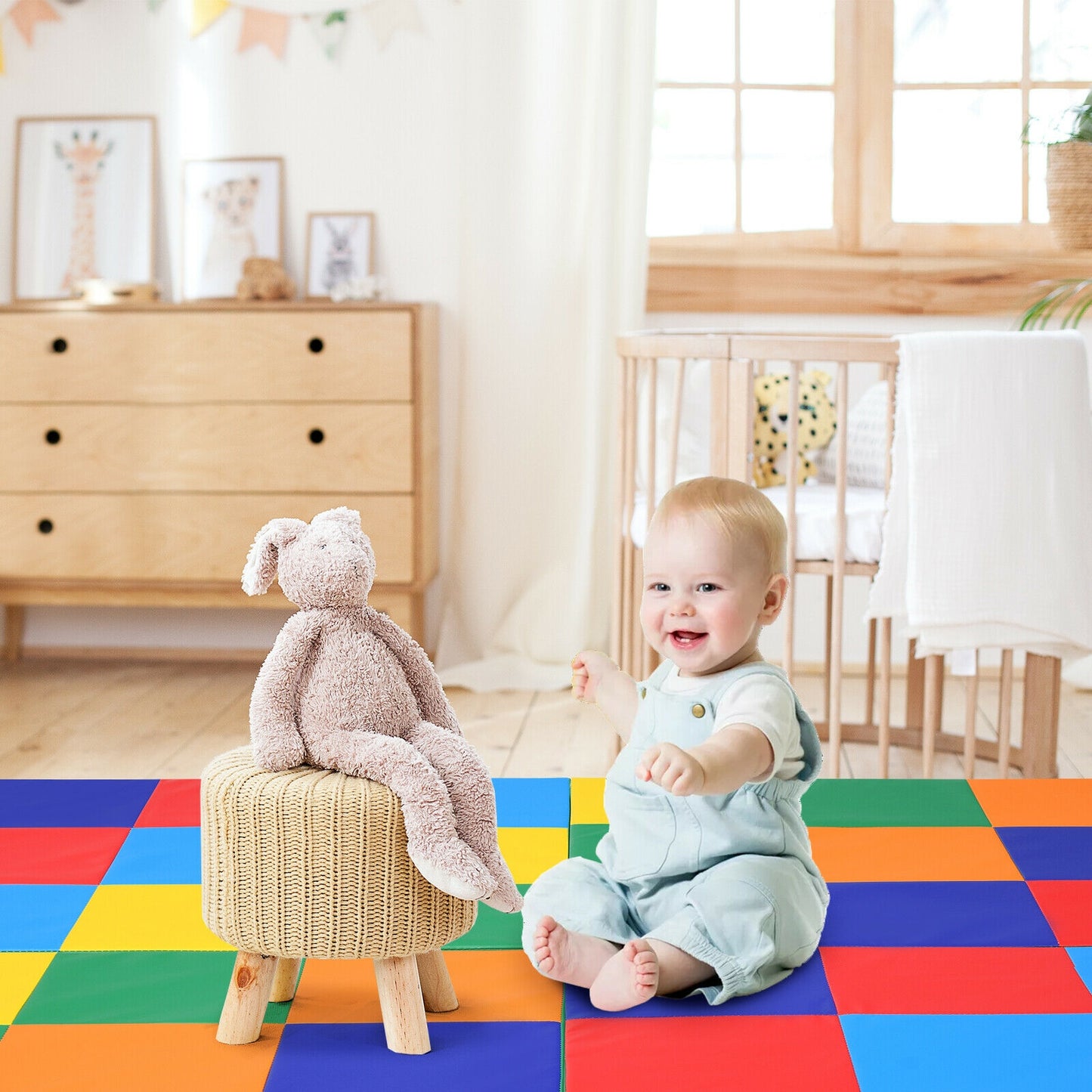 58 Inch Toddler Foam Play Mat Baby Folding Activity Floor Mat Kids Crystal