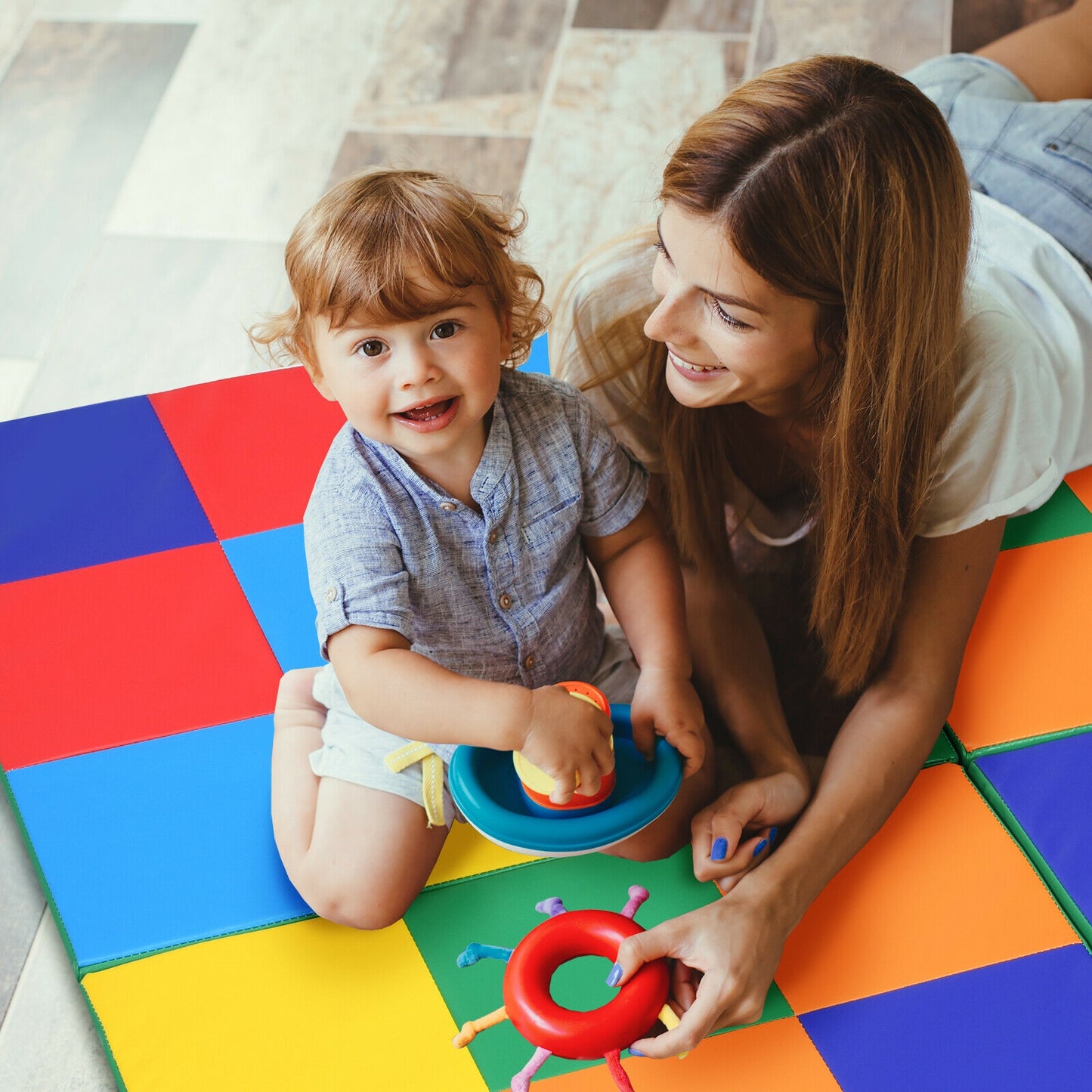 58 Inch Toddler Foam Play Mat Baby Folding Activity Floor Mat Kids Crystal