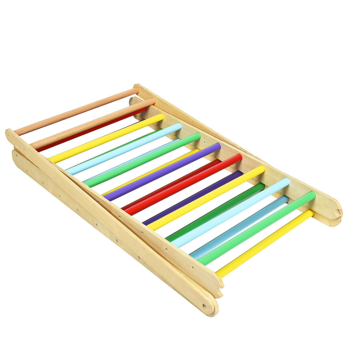 Foldable Wooden Climbing Triangle Indoor with Ladder for Toddler Baby-Multicolor Kids Crystal