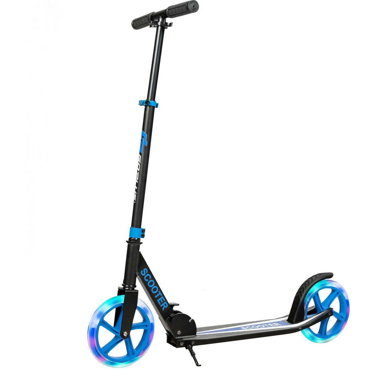 Portable Folding Sports Kick Scooter with LED Wheels-Blue Kids Crystal