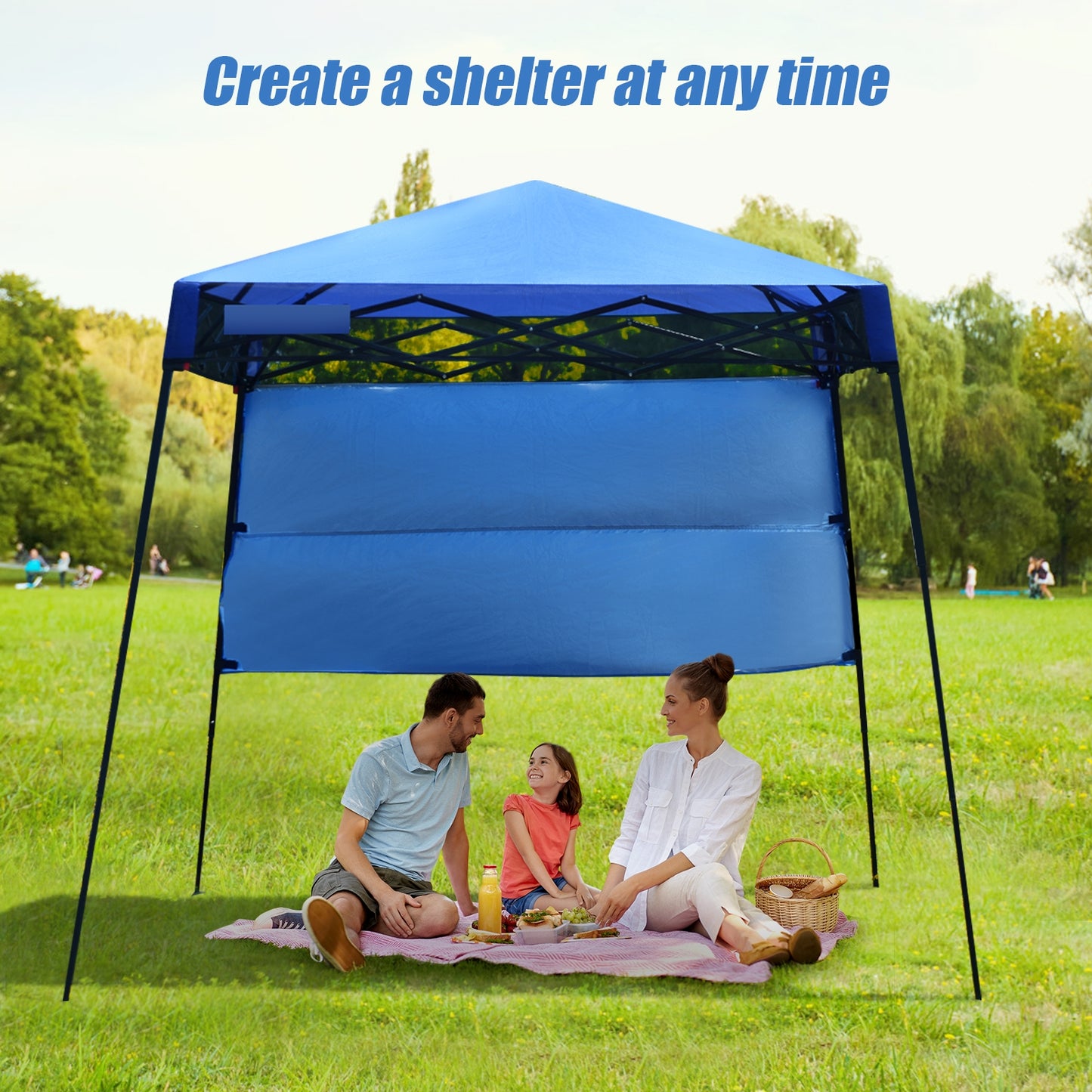 7 x 7 Feet Sland Adjustable Portable Canopy Tent with Backpack-Blue Kids Crystal