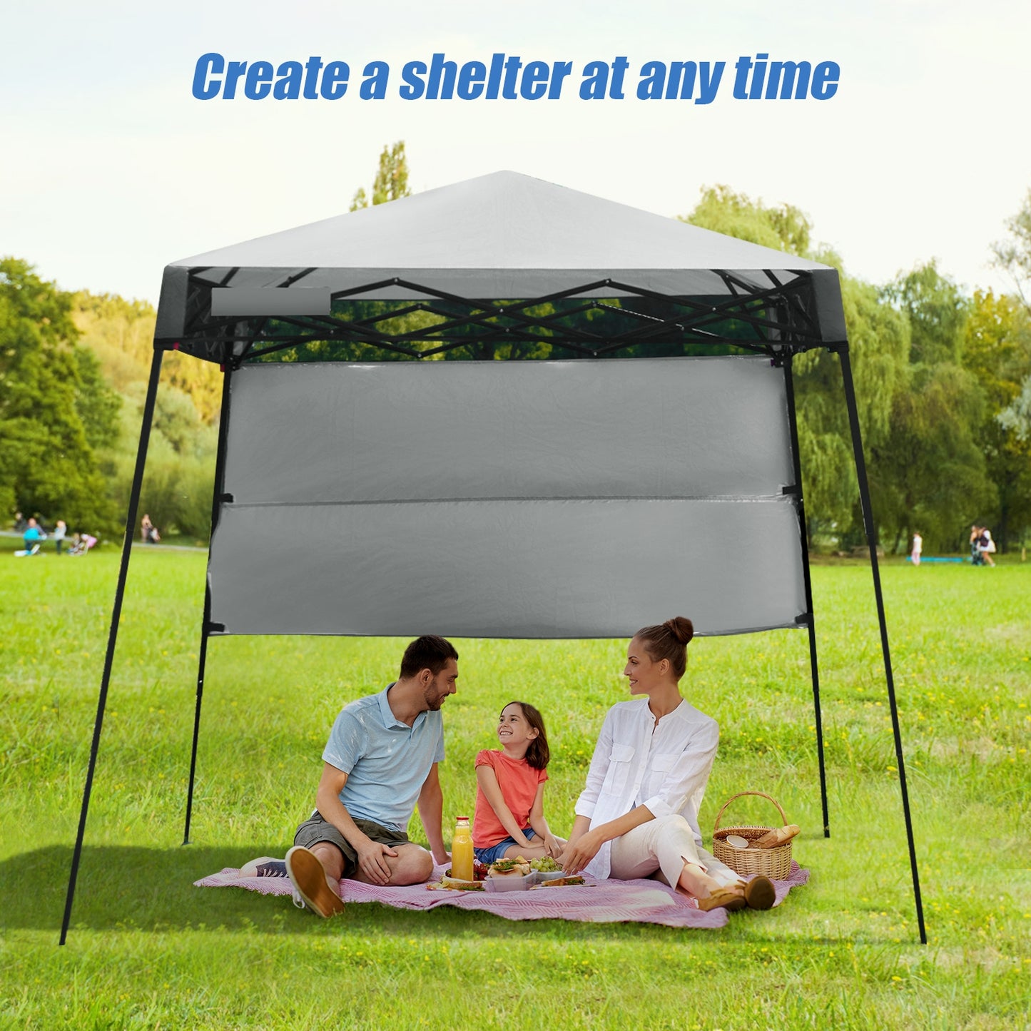 7 x 7 Feet Sland Adjustable Portable Canopy Tent with Backpack-Gray Kids Crystal