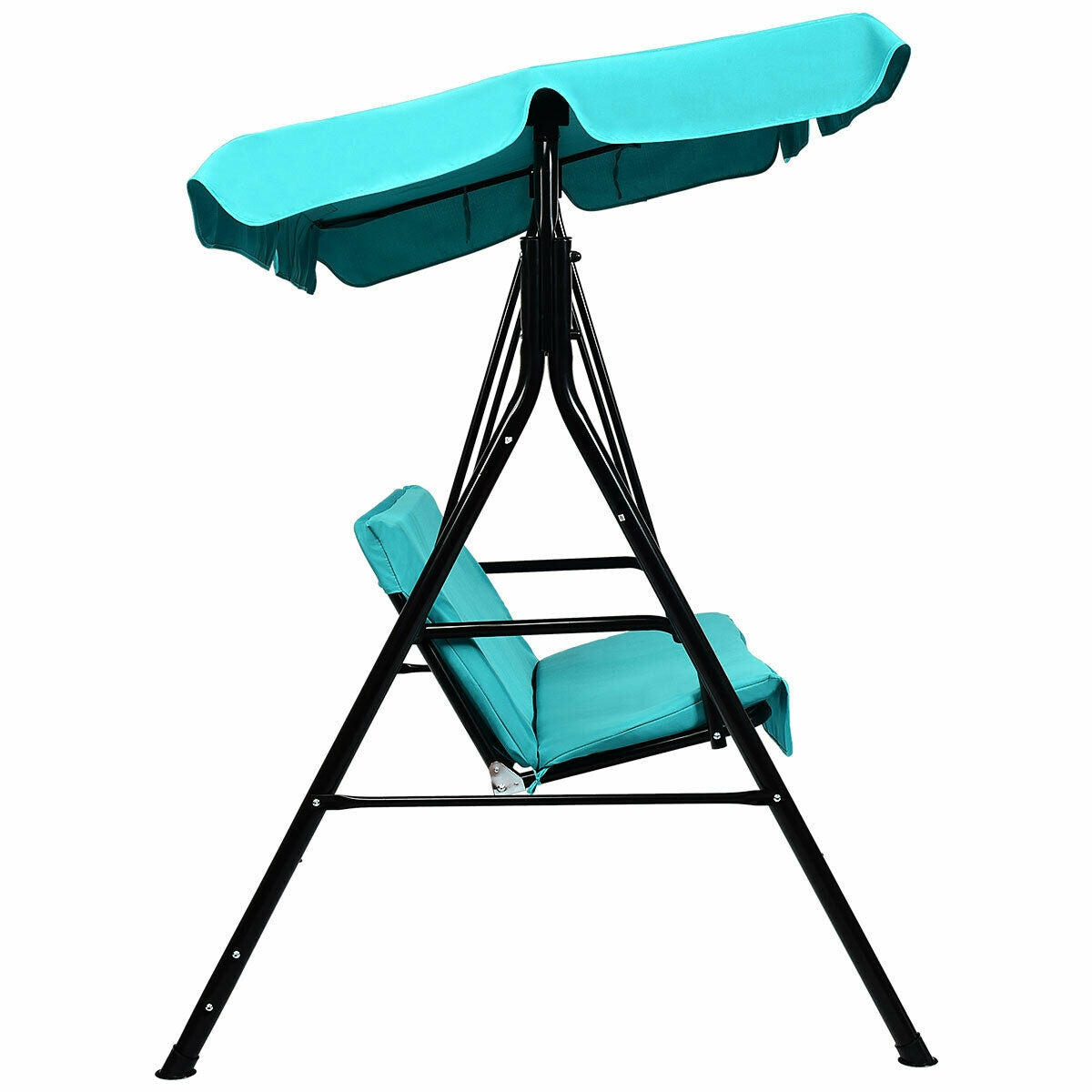 Loveseat Cushioned Patio Steel Frame Swing Glider -Blue Kids Crystal
