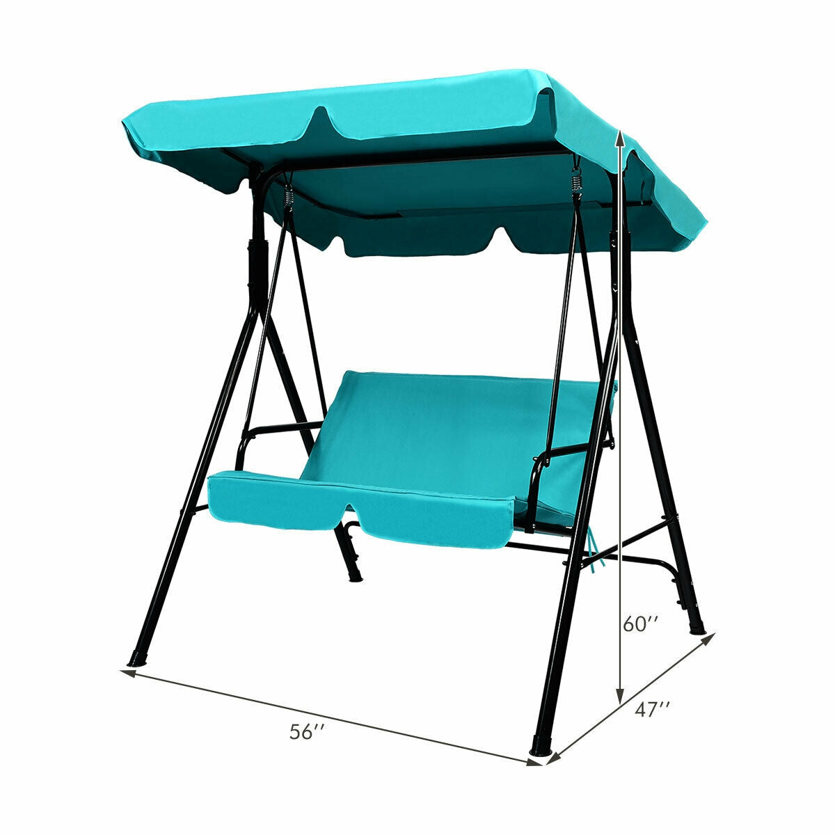 Loveseat Cushioned Patio Steel Frame Swing Glider -Blue Kids Crystal