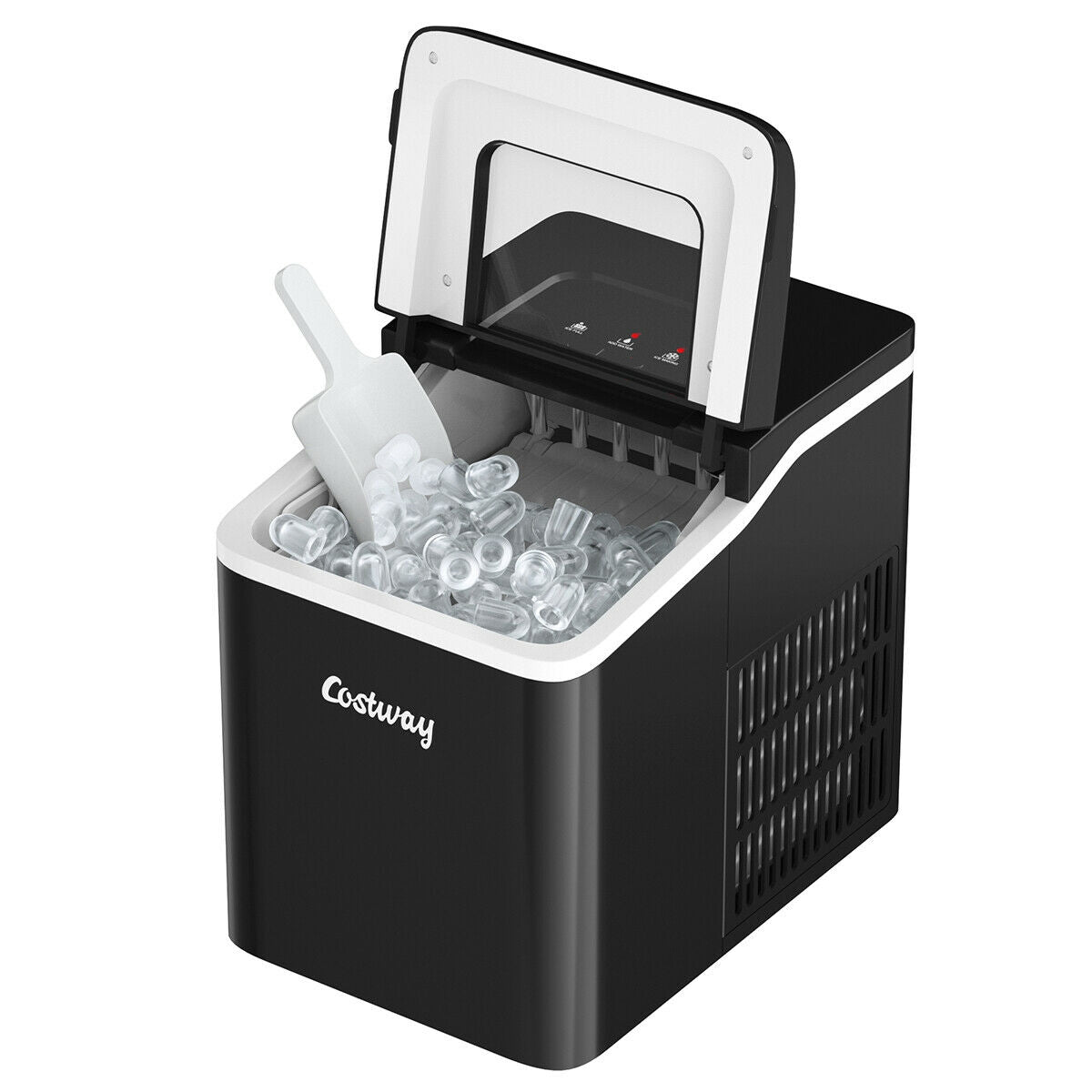 26lbs/24h Portable Countertop Ice Maker Machine with Scoop 9 Ice Cubes Ready in 8 minutes-Black Kids Crystal