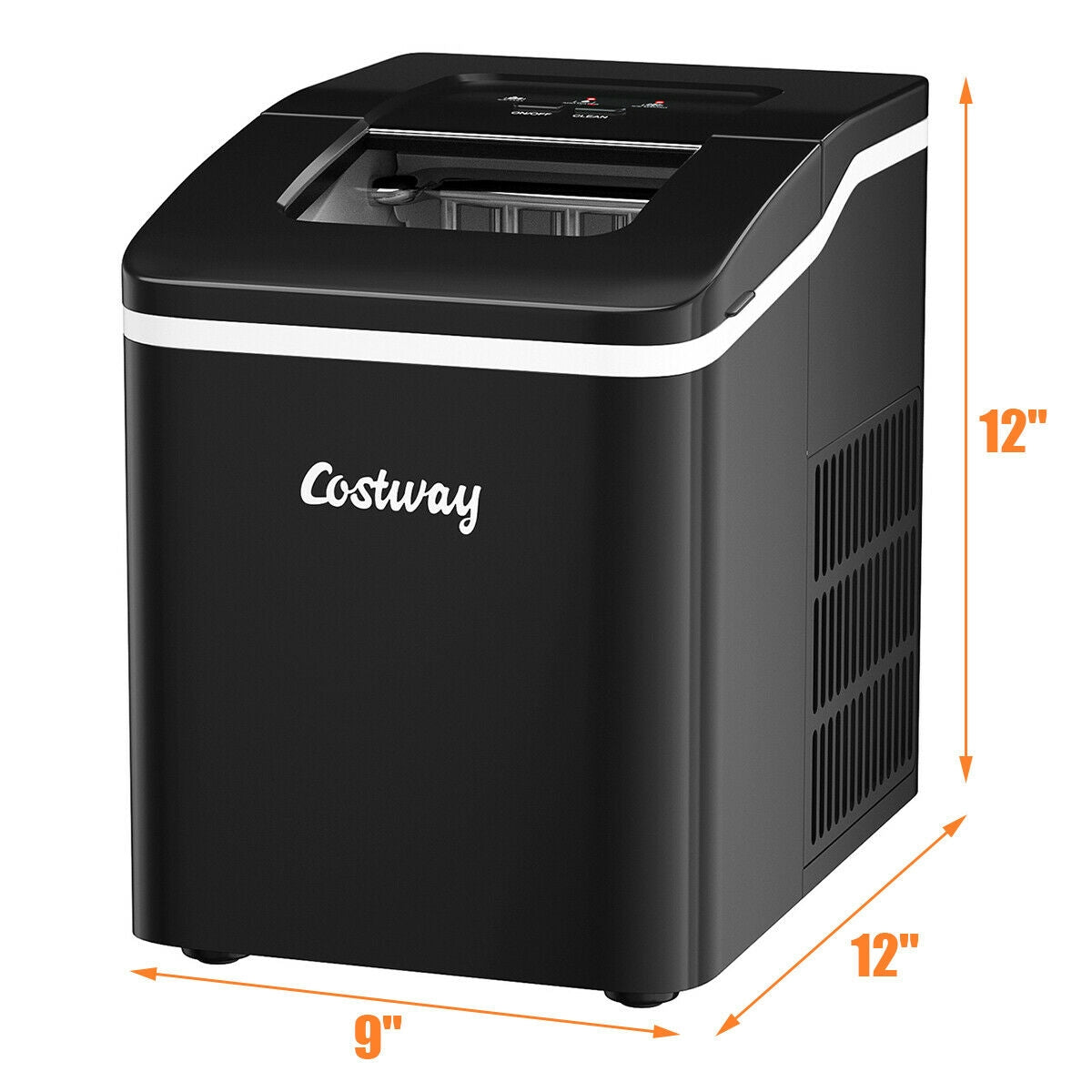 26lbs/24h Portable Countertop Ice Maker Machine with Scoop 9 Ice Cubes Ready in 8 minutes-Black Kids Crystal